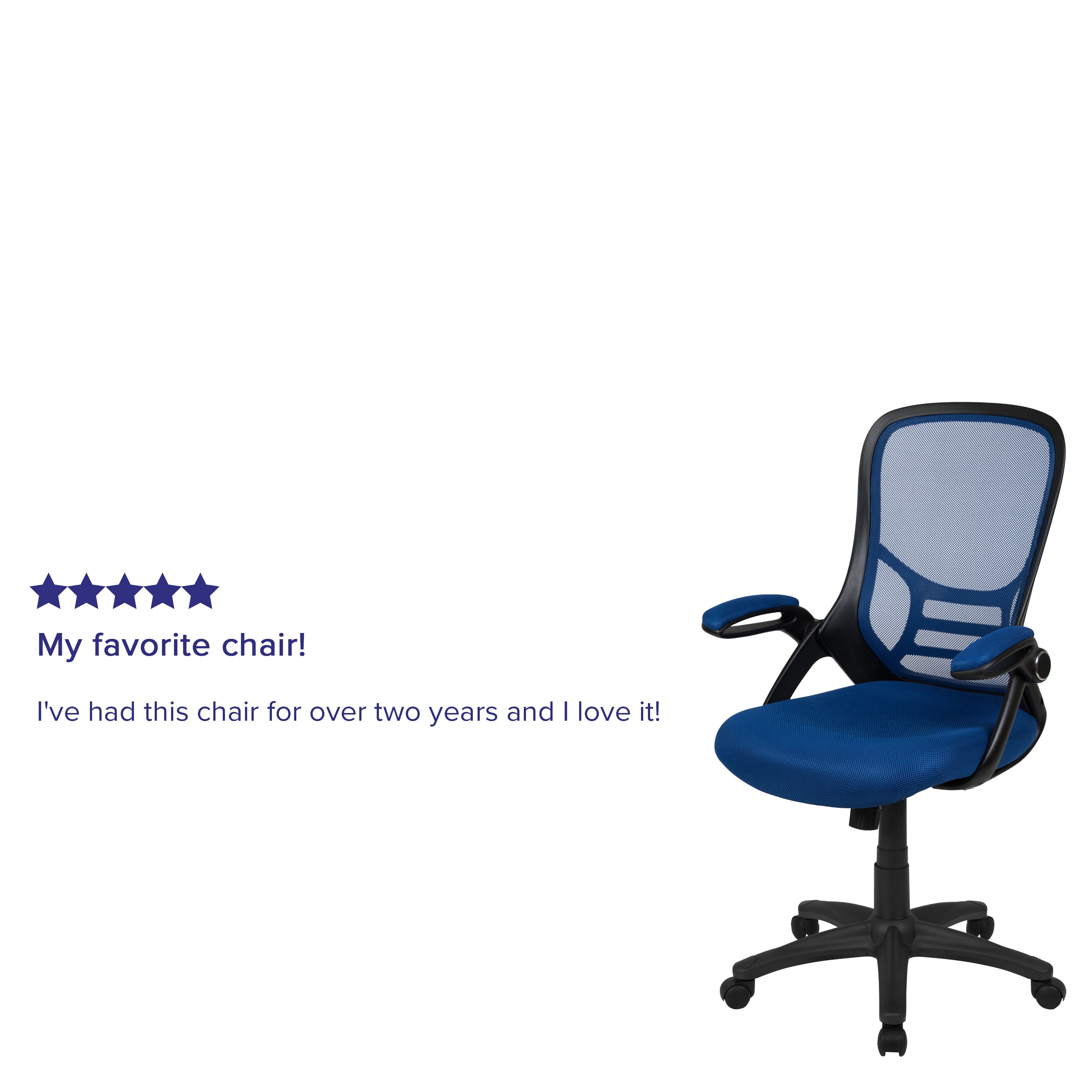 Porter High Back Blue Mesh Ergonomic Swivel Office Chair with Black Frame and Flip-up Arms
