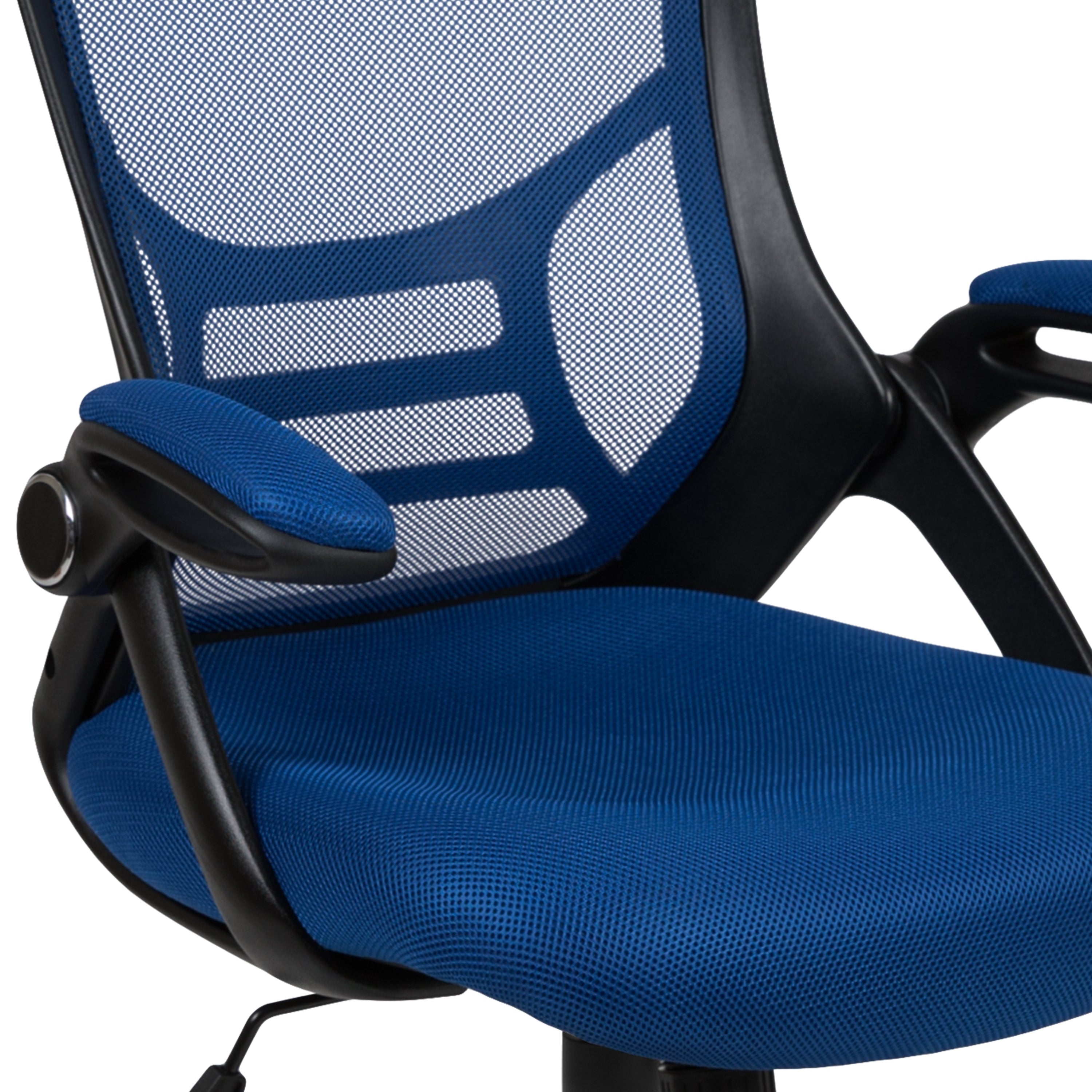 Porter High Back Blue Mesh Ergonomic Swivel Office Chair with Black Frame and Flip-up Arms