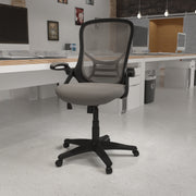 Porter High Back Light Gray Mesh Ergonomic Swivel Office Chair with Black Frame and Flip-up Arms