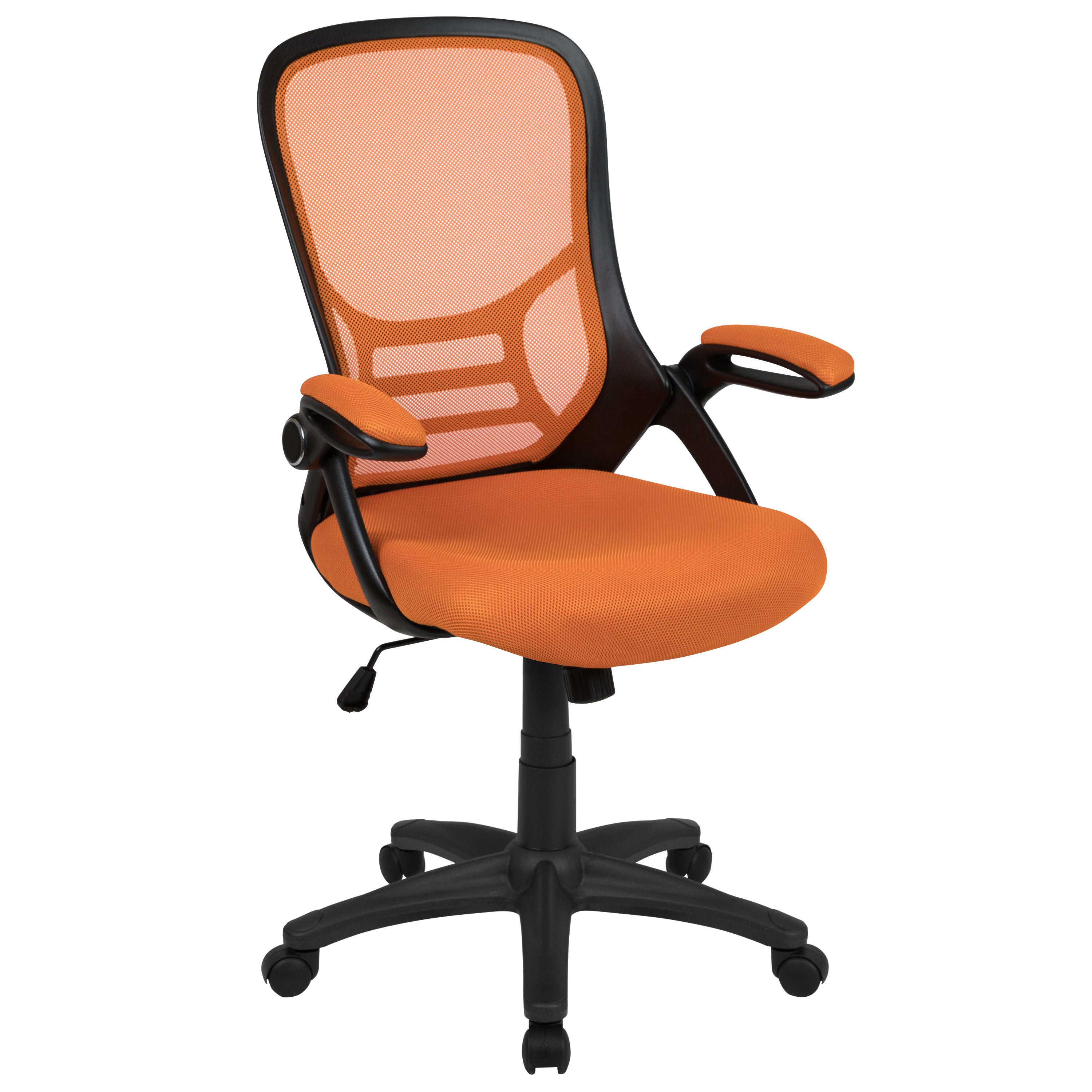 Porter High Back Orange Mesh Ergonomic Swivel Office Chair with Black Frame and Flip-up Arms