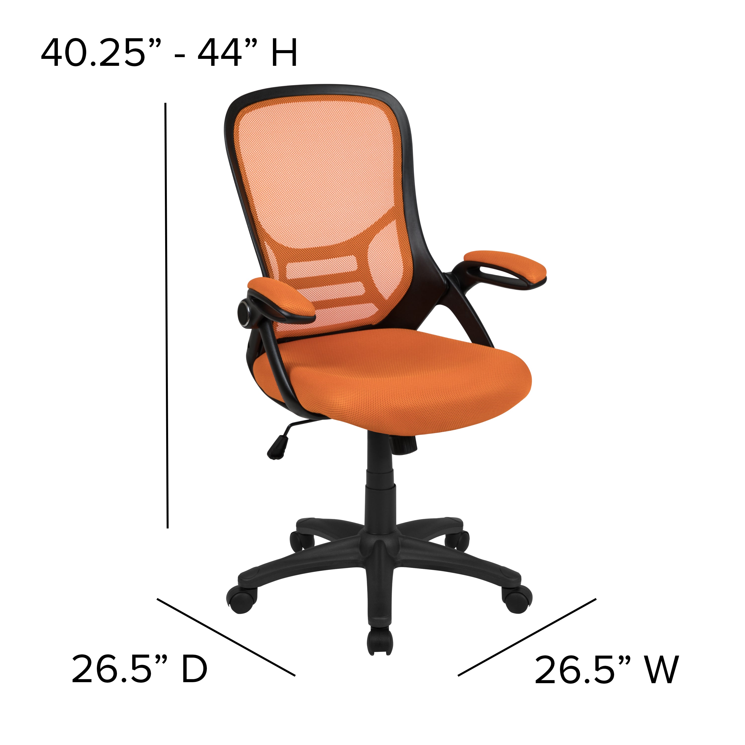 Porter High Back Orange Mesh Ergonomic Swivel Office Chair with Black Frame and Flip-up Arms