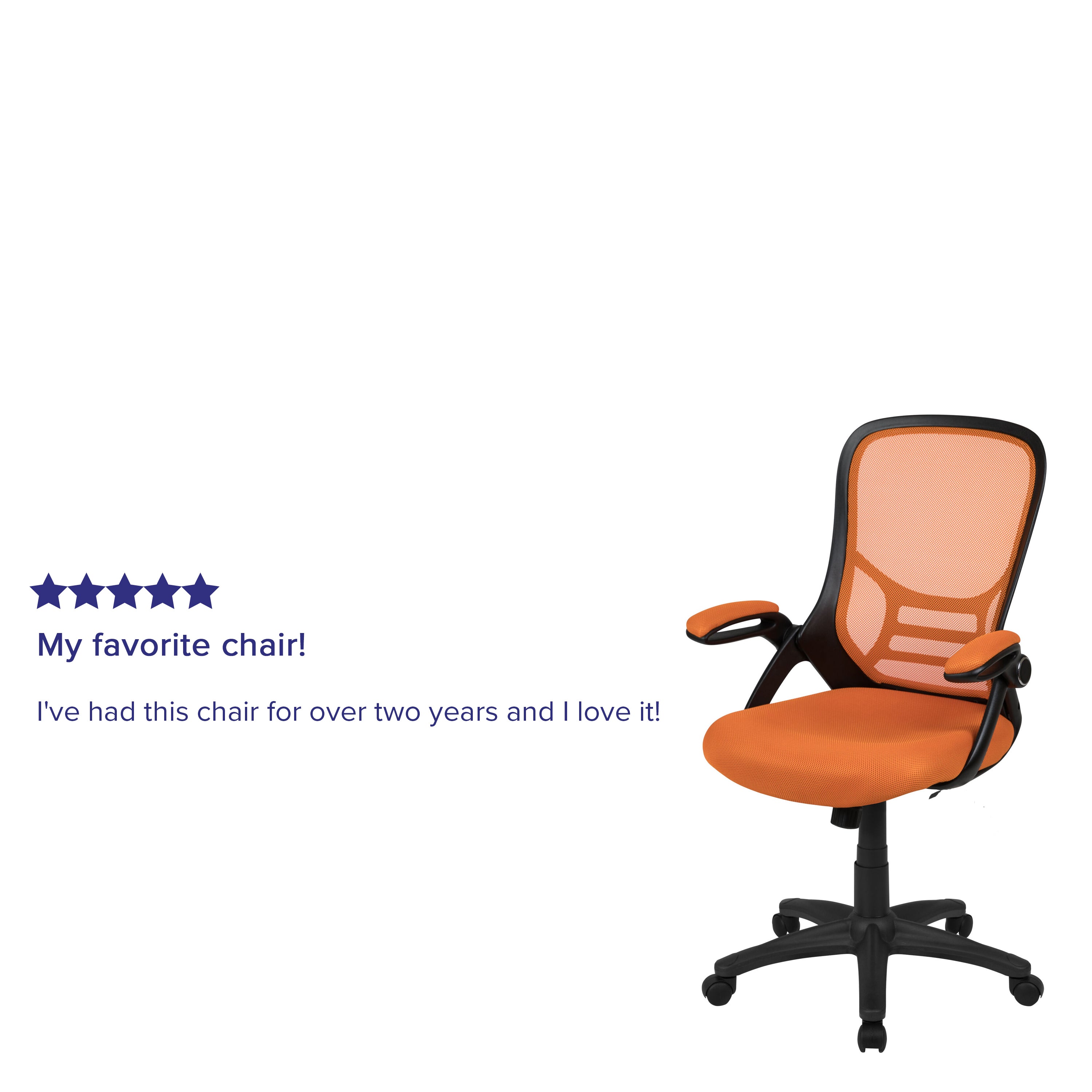 Porter High Back Orange Mesh Ergonomic Swivel Office Chair with Black Frame and Flip-up Arms
