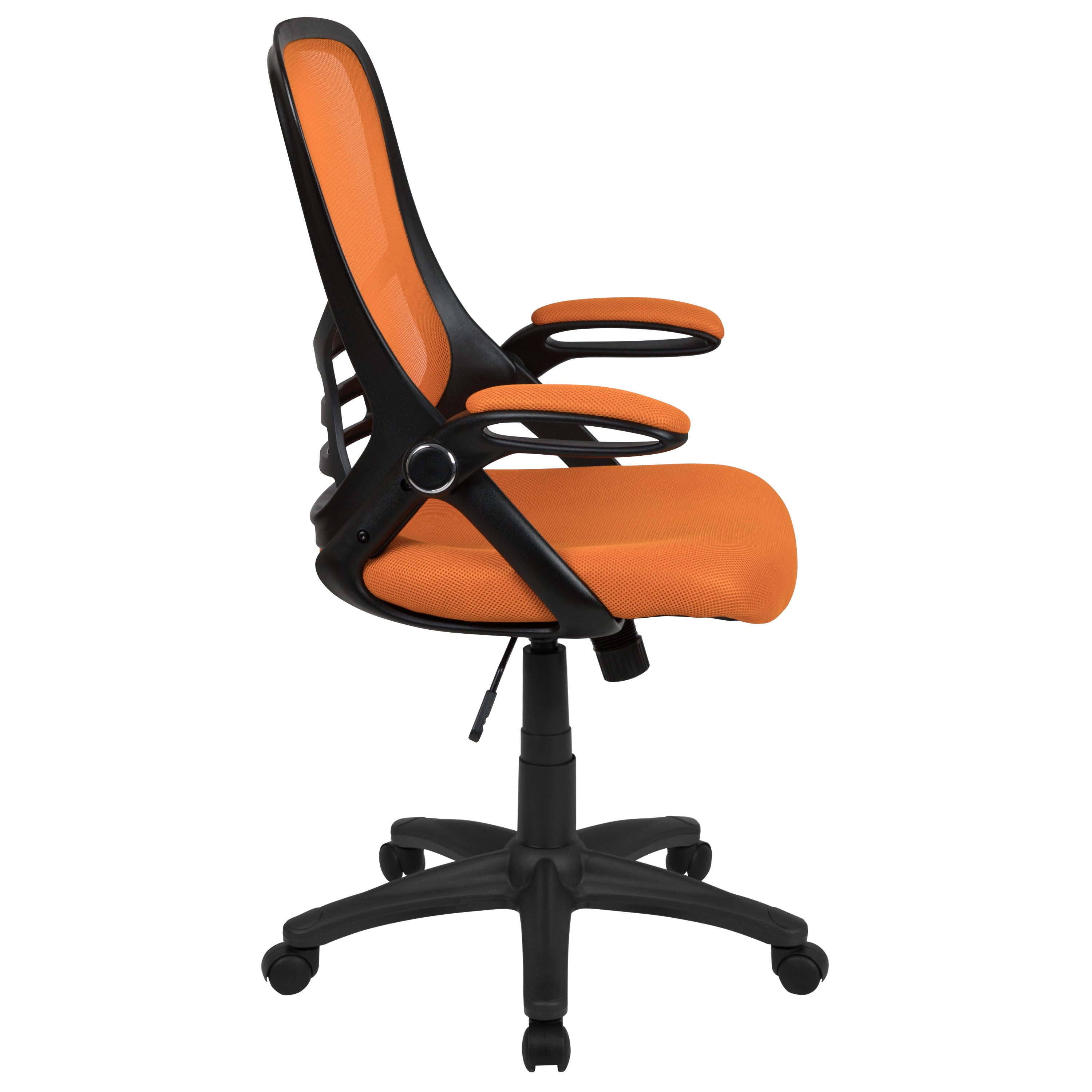 Porter High Back Orange Mesh Ergonomic Swivel Office Chair with Black Frame and Flip-up Arms