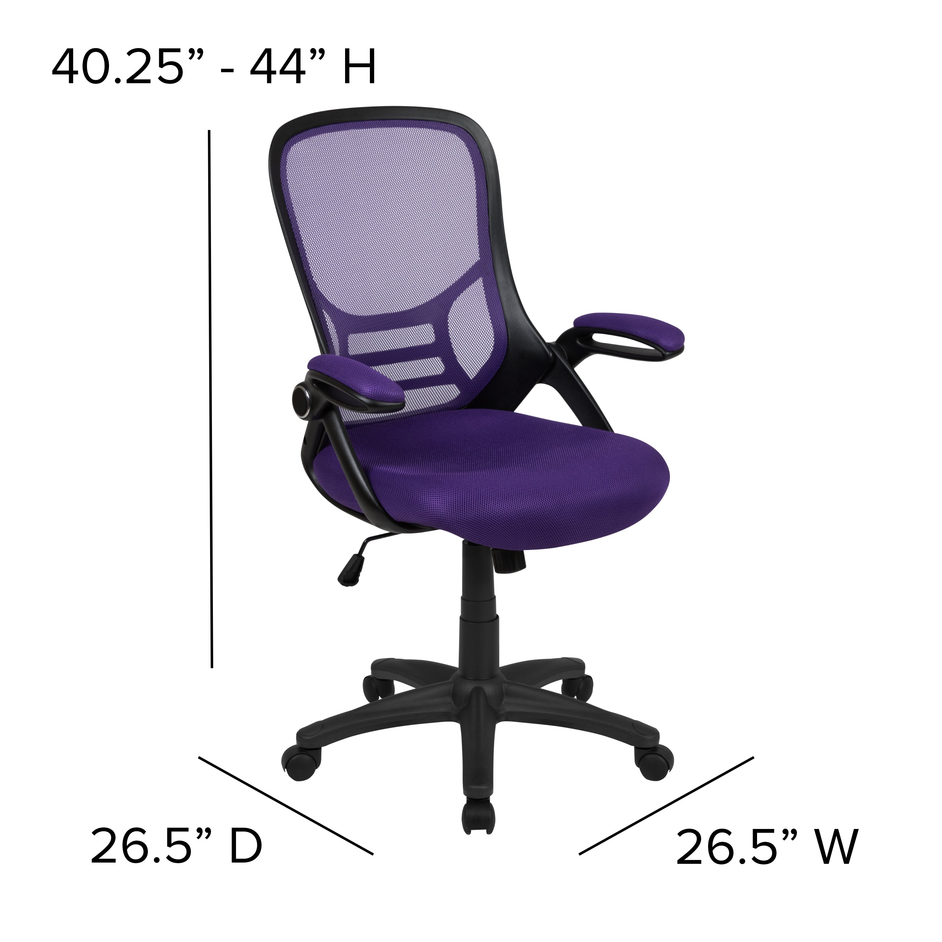 Porter High Back Purple Mesh Ergonomic Swivel Office Chair with Black Frame and Flip-up Arms