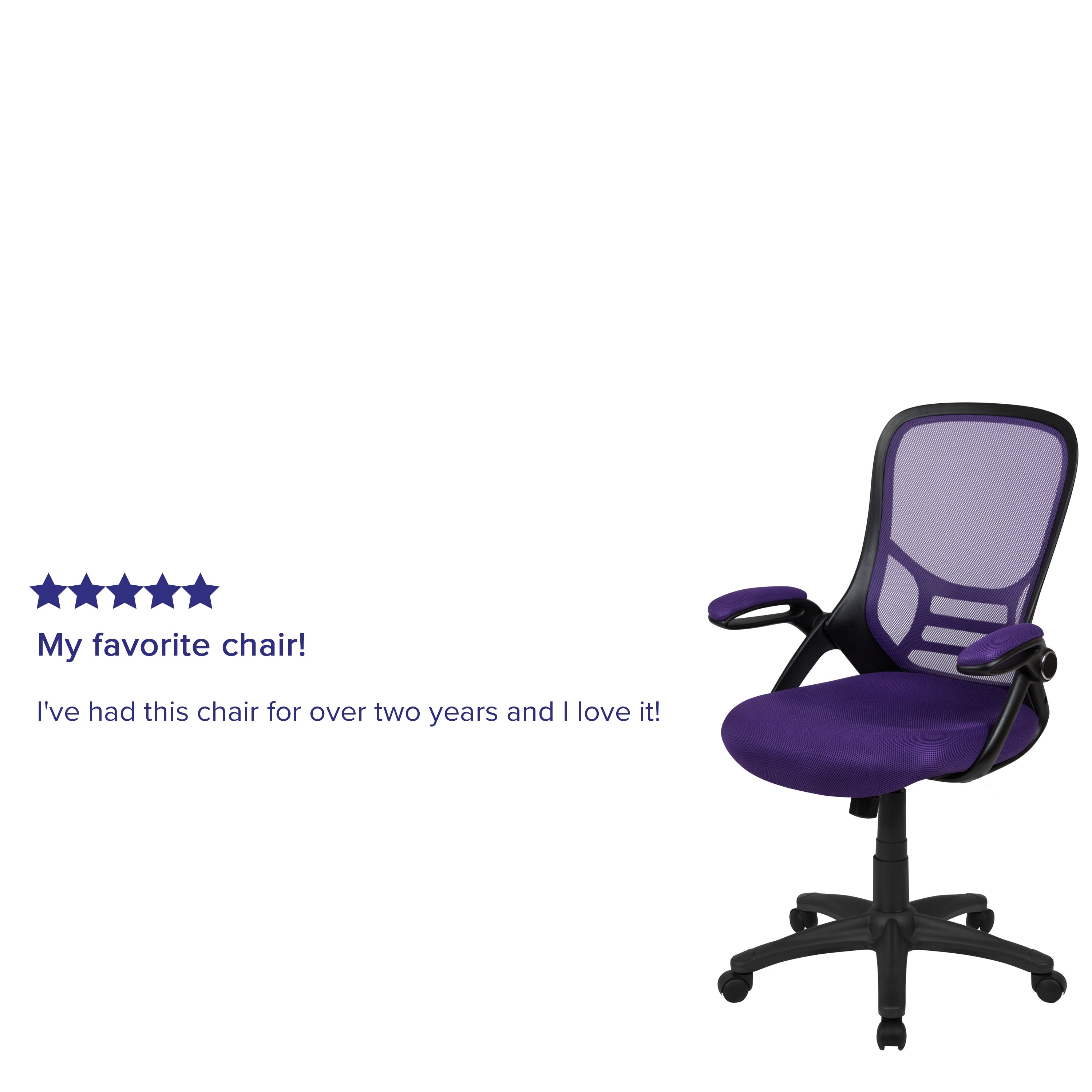 Porter High Back Purple Mesh Ergonomic Swivel Office Chair with Black Frame and Flip-up Arms