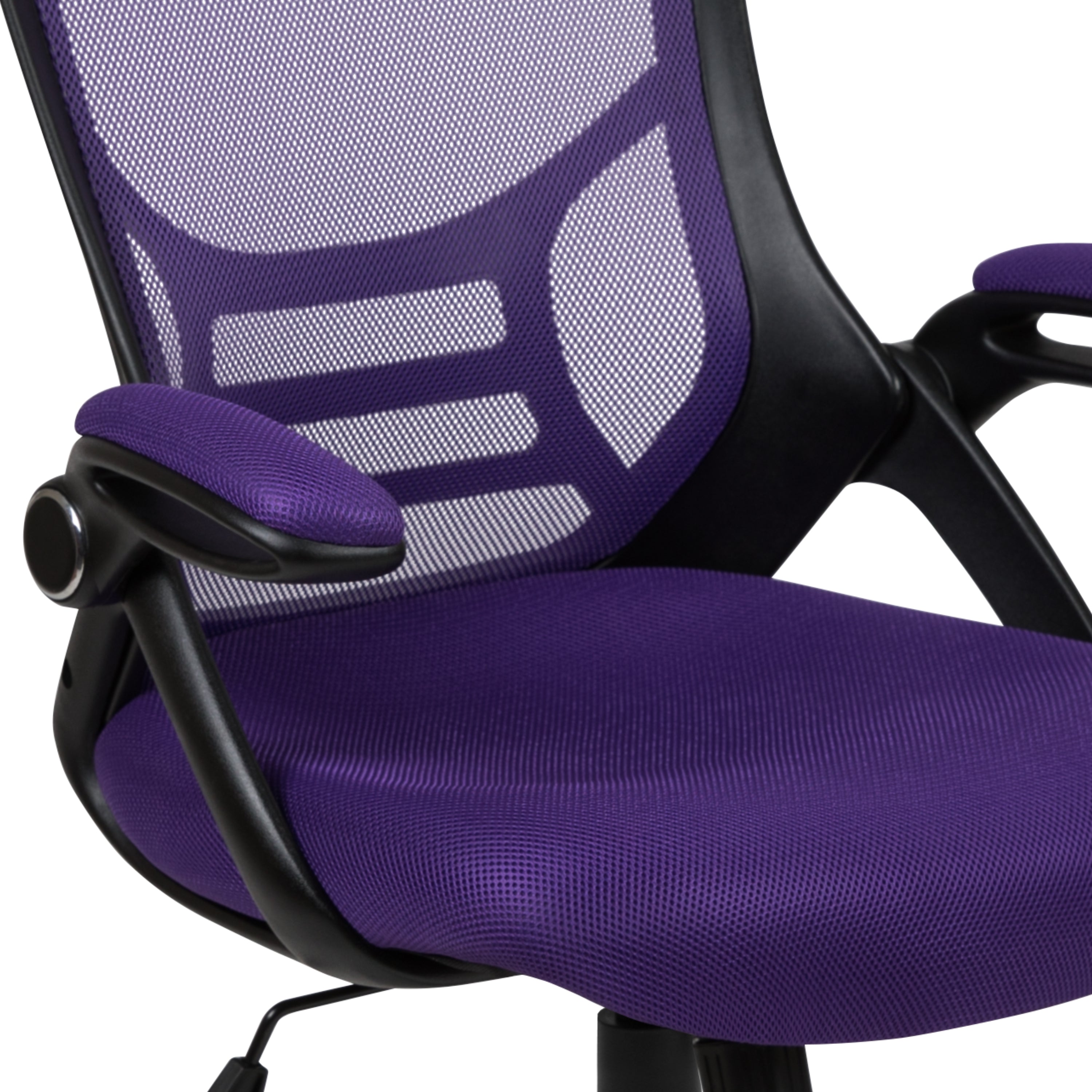 Porter High Back Purple Mesh Ergonomic Swivel Office Chair with Black Frame and Flip-up Arms