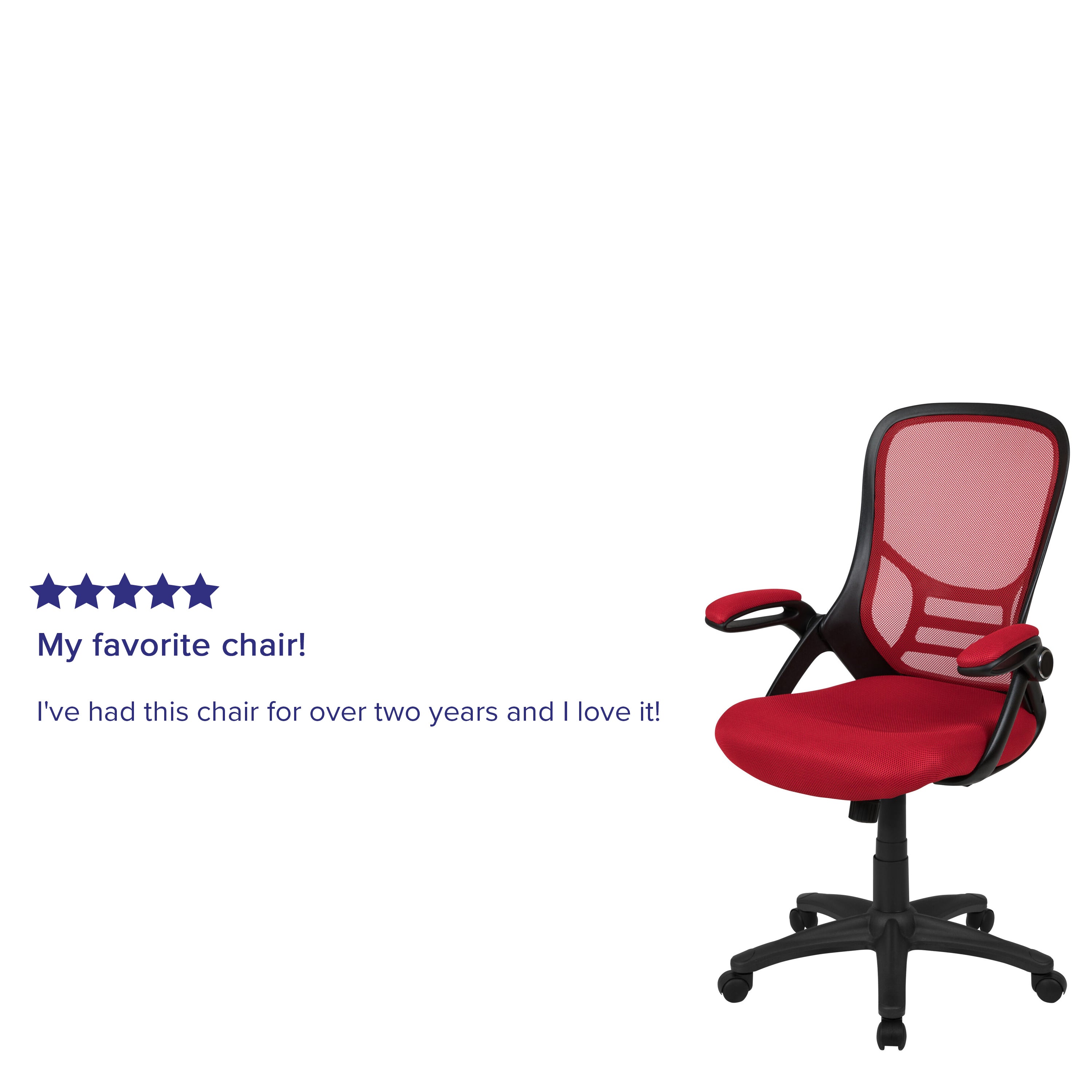 Porter High Back Red Mesh Ergonomic Swivel Office Chair with Black Frame and Flip-up Arms