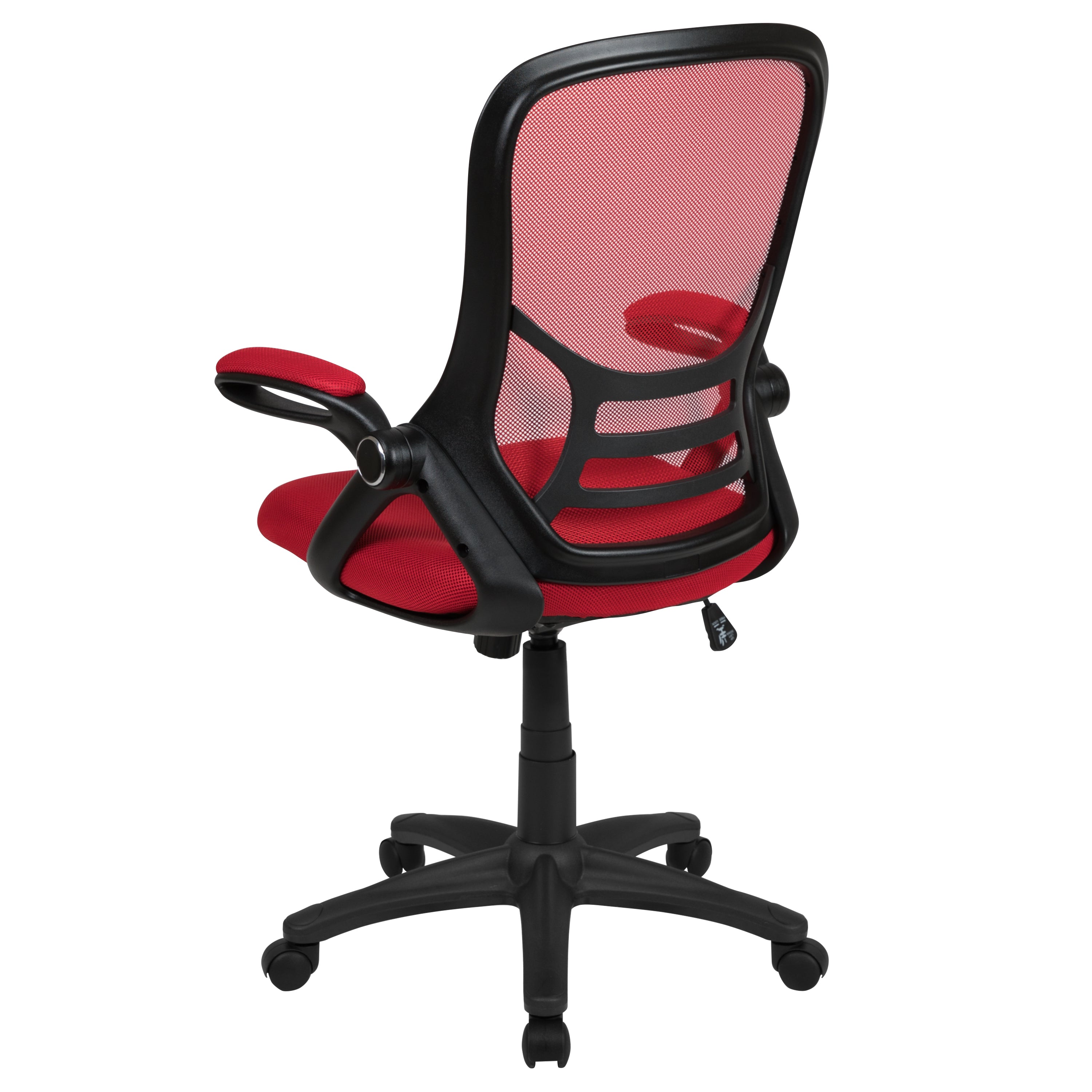 Porter High Back Red Mesh Ergonomic Swivel Office Chair with Black Frame and Flip-up Arms