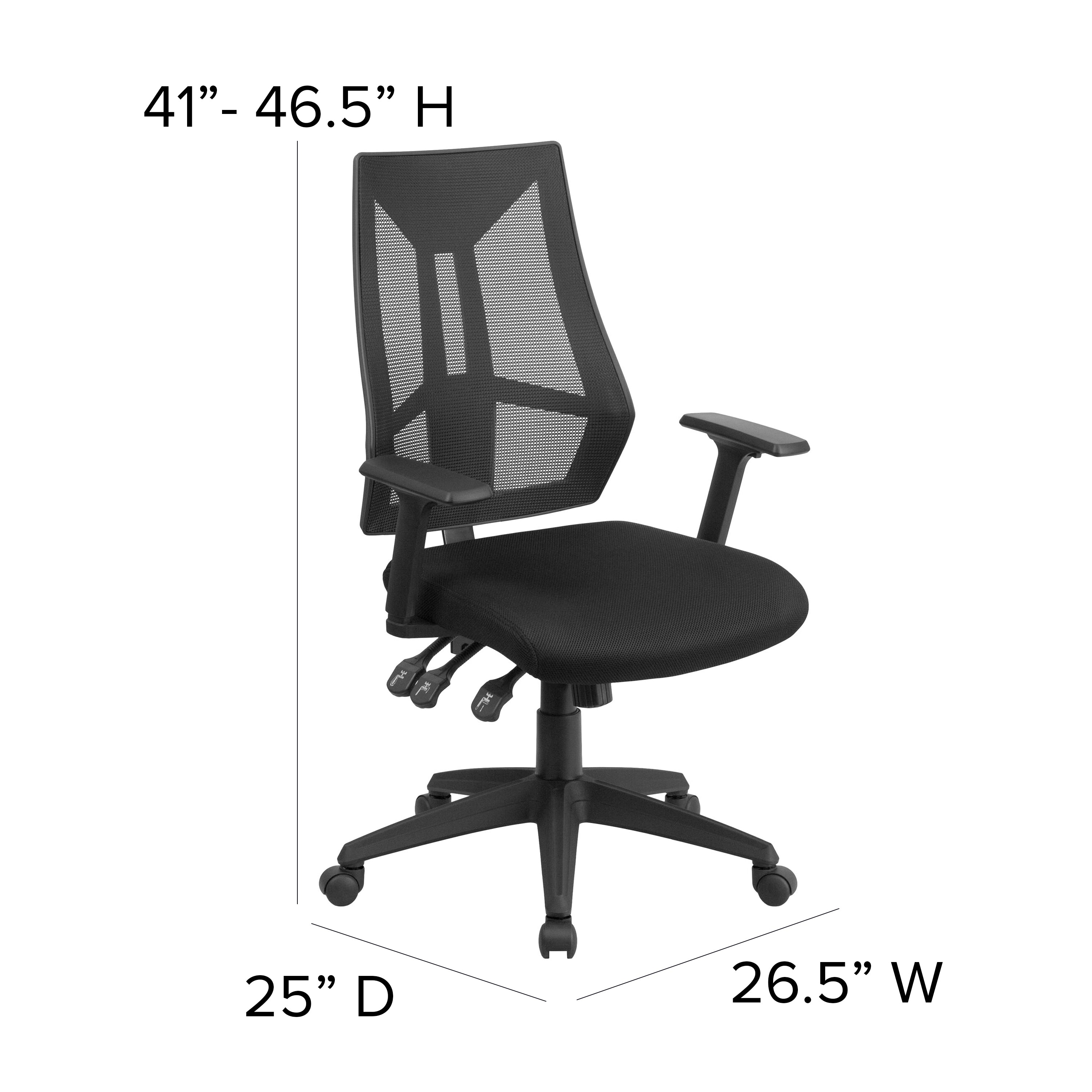 Ivan High Back Black Mesh Multifunction Swivel Ergonomic Task Office Chair with Adjustable Arms