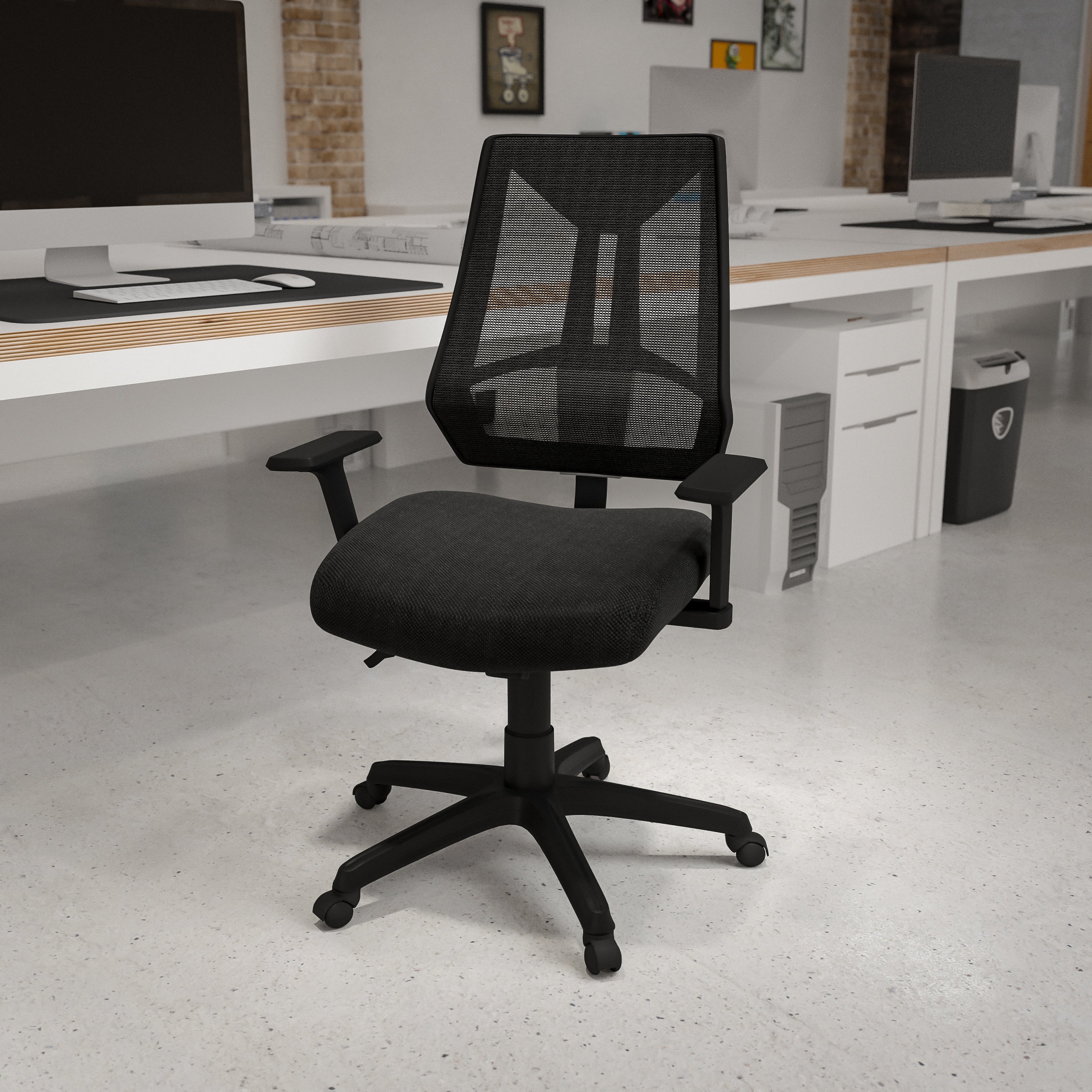Ivan High Back Black Mesh Multifunction Swivel Ergonomic Task Office Chair with Adjustable Arms