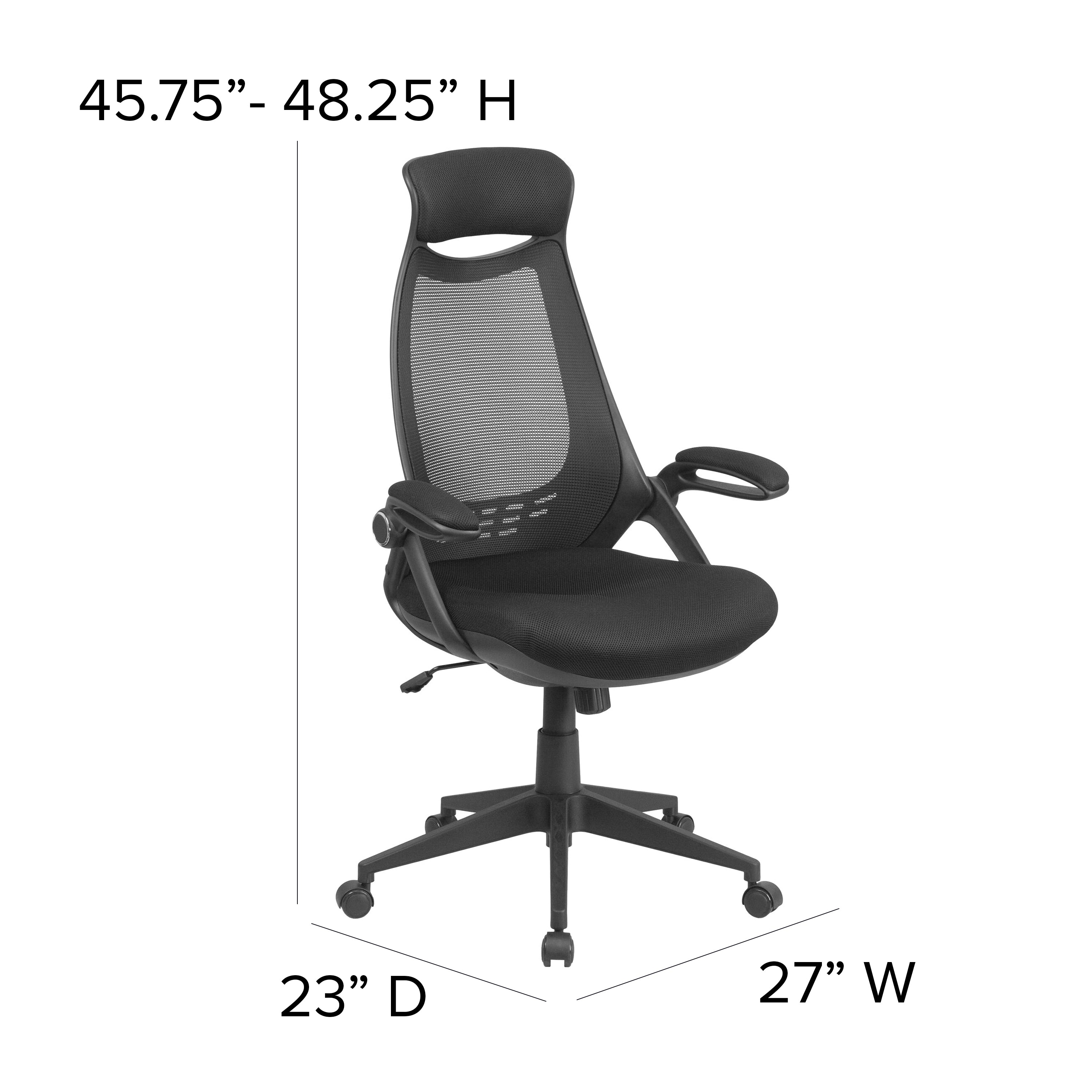 Ivan High Back Black Mesh Executive Swivel Office Chair with Flip-Up Arms