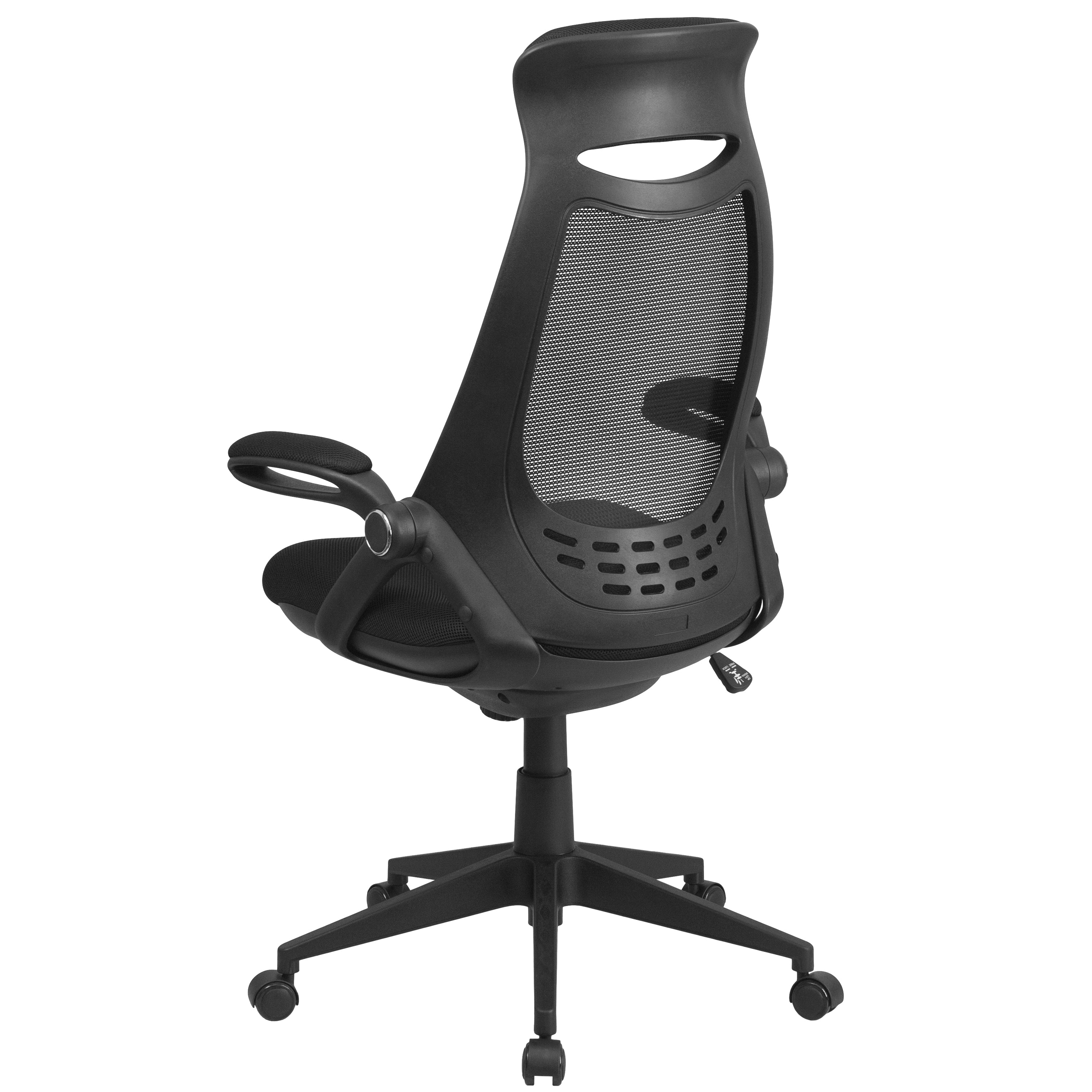 Ivan High Back Black Mesh Executive Swivel Office Chair with Flip-Up Arms
