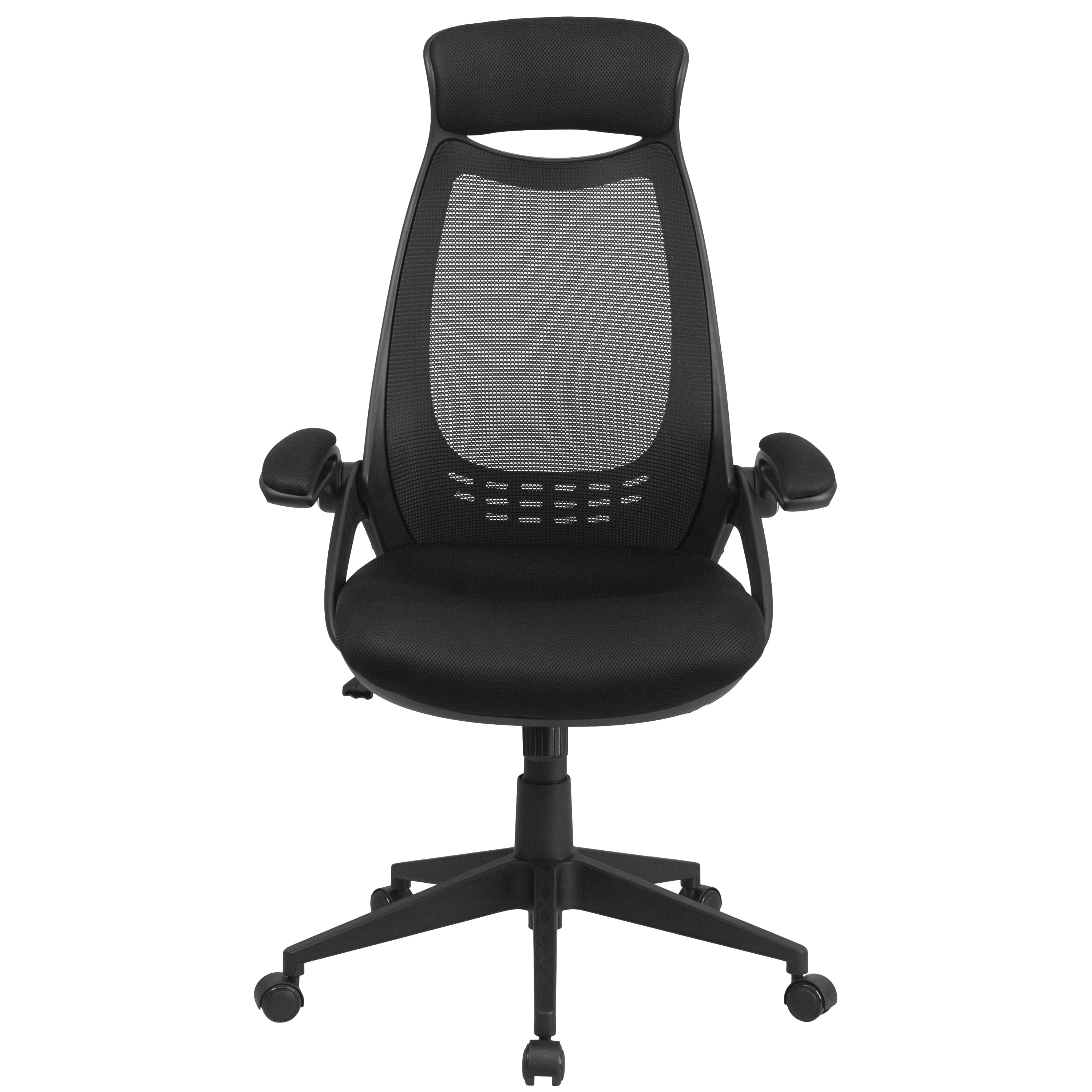 Ivan High Back Black Mesh Executive Swivel Office Chair with Flip-Up Arms