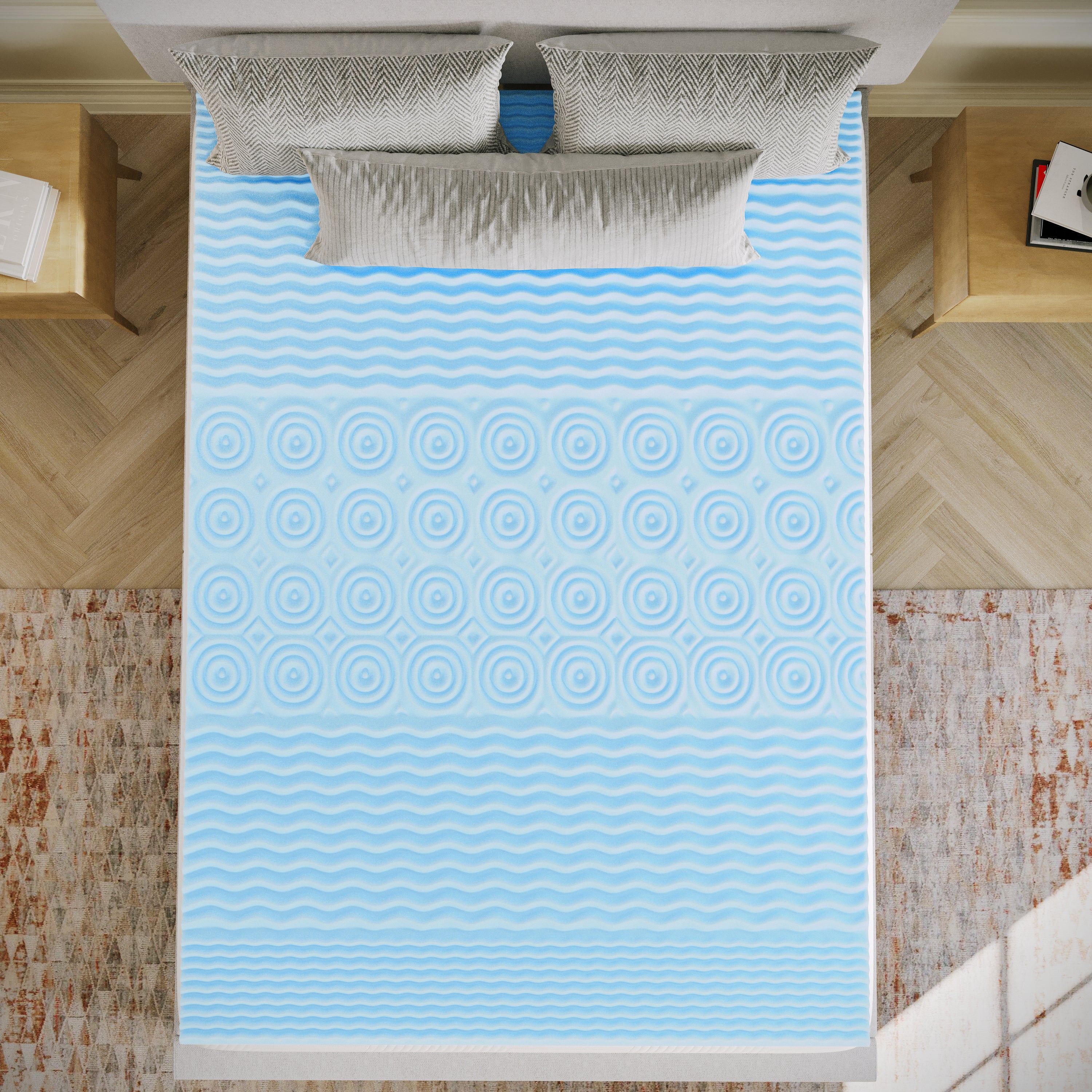 Capri Comfortable Sleep 2 Inch Cooling Gel Infused 5-Zone Full Memory Foam Mattress Topper with CertiPUR-US Certified Foam