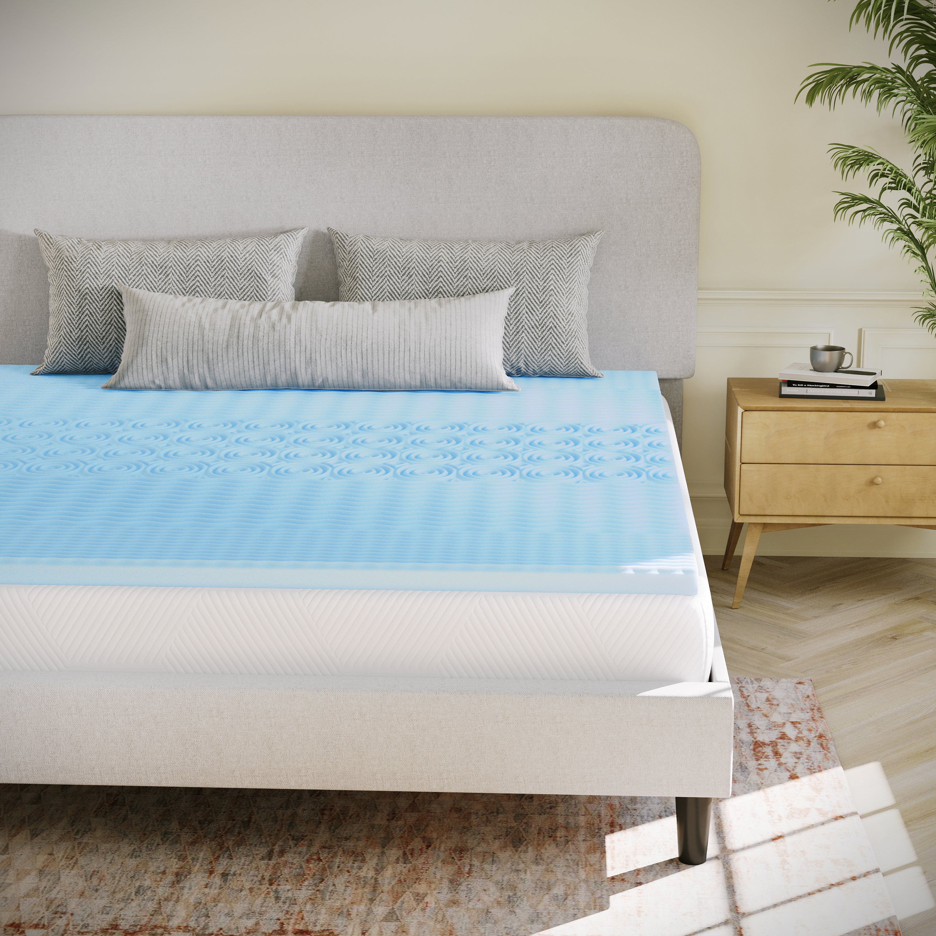 Capri Comfortable Sleep 2 Inch Cooling Gel Infused 5-Zone Full Memory Foam Mattress Topper with CertiPUR-US Certified Foam