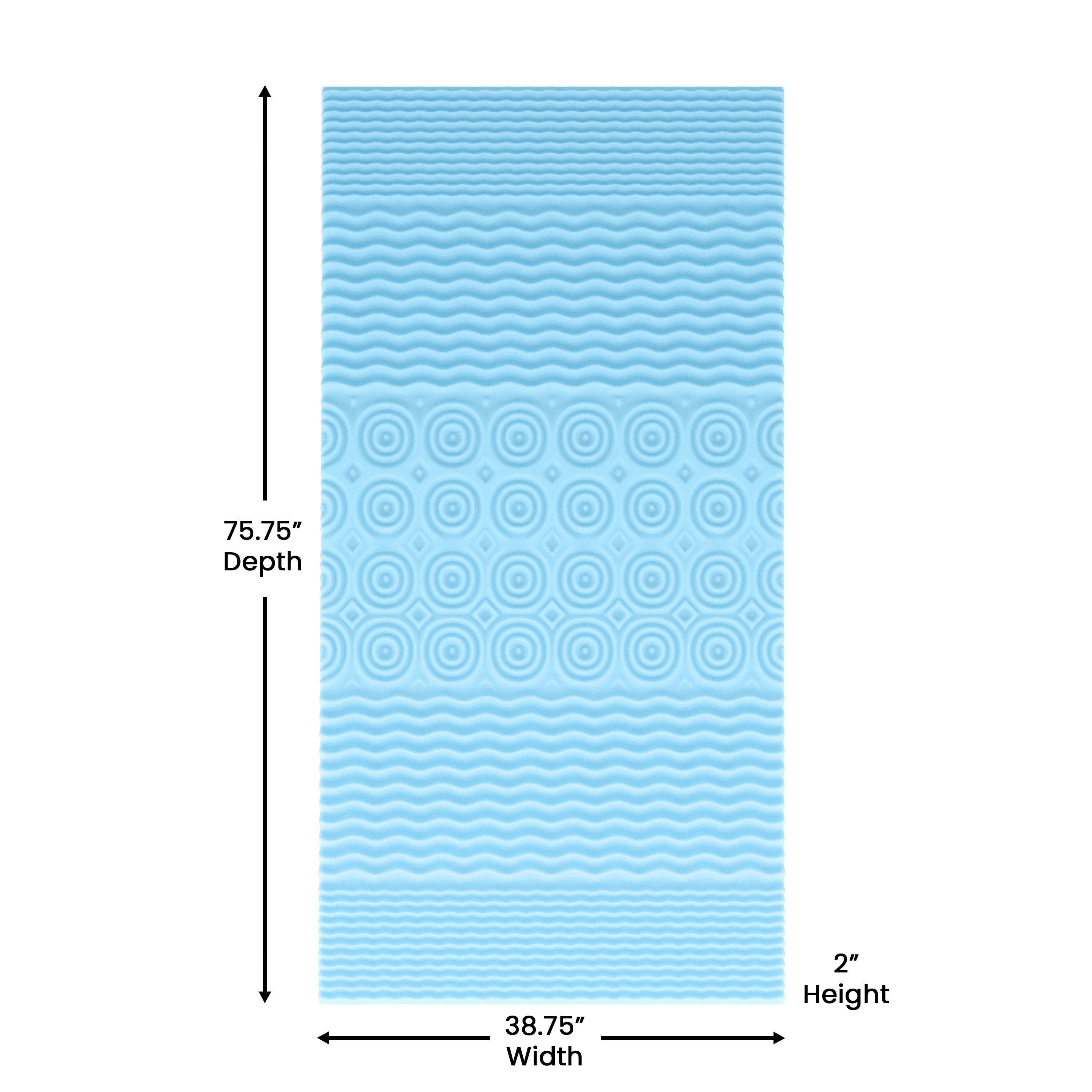 Capri Comfortable Sleep 2 Inch Cooling Gel Infused 5-Zone Twin Memory Foam Mattress Topper with CertiPUR-US Certified Foam