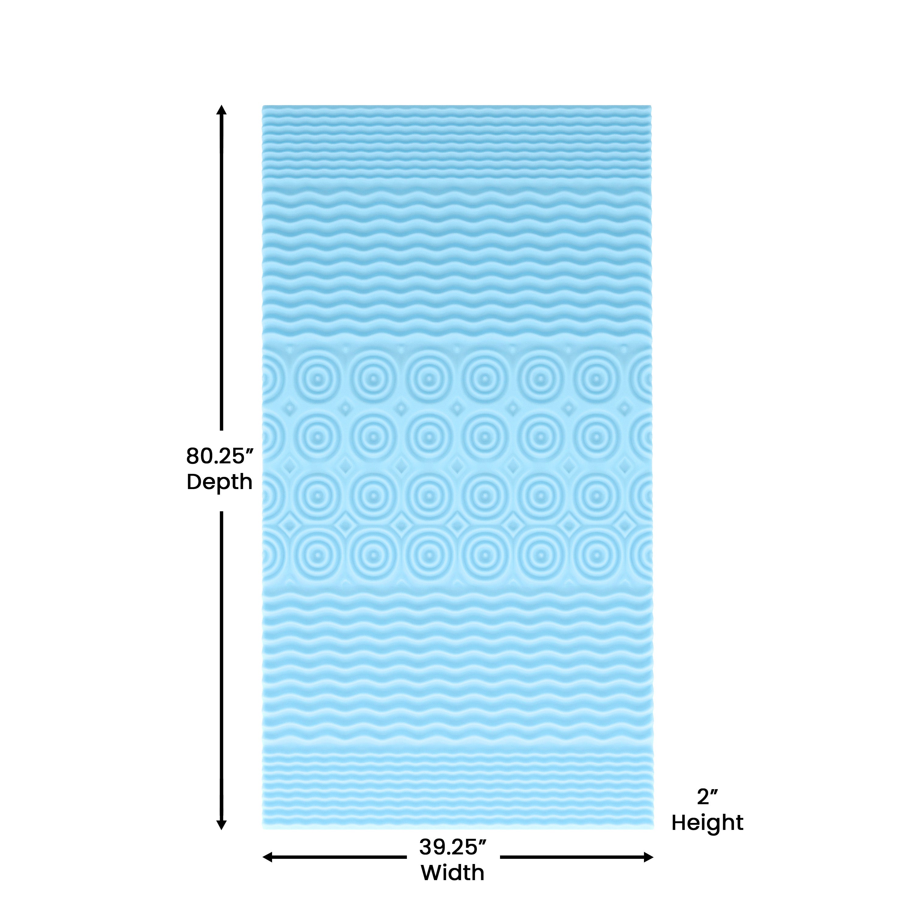 Capri Comfortable Sleep 2 Inch Cooling Gel Infused 5-Zone Twin XL Memory Foam Mattress Topper with CertiPUR-US Certified Foam