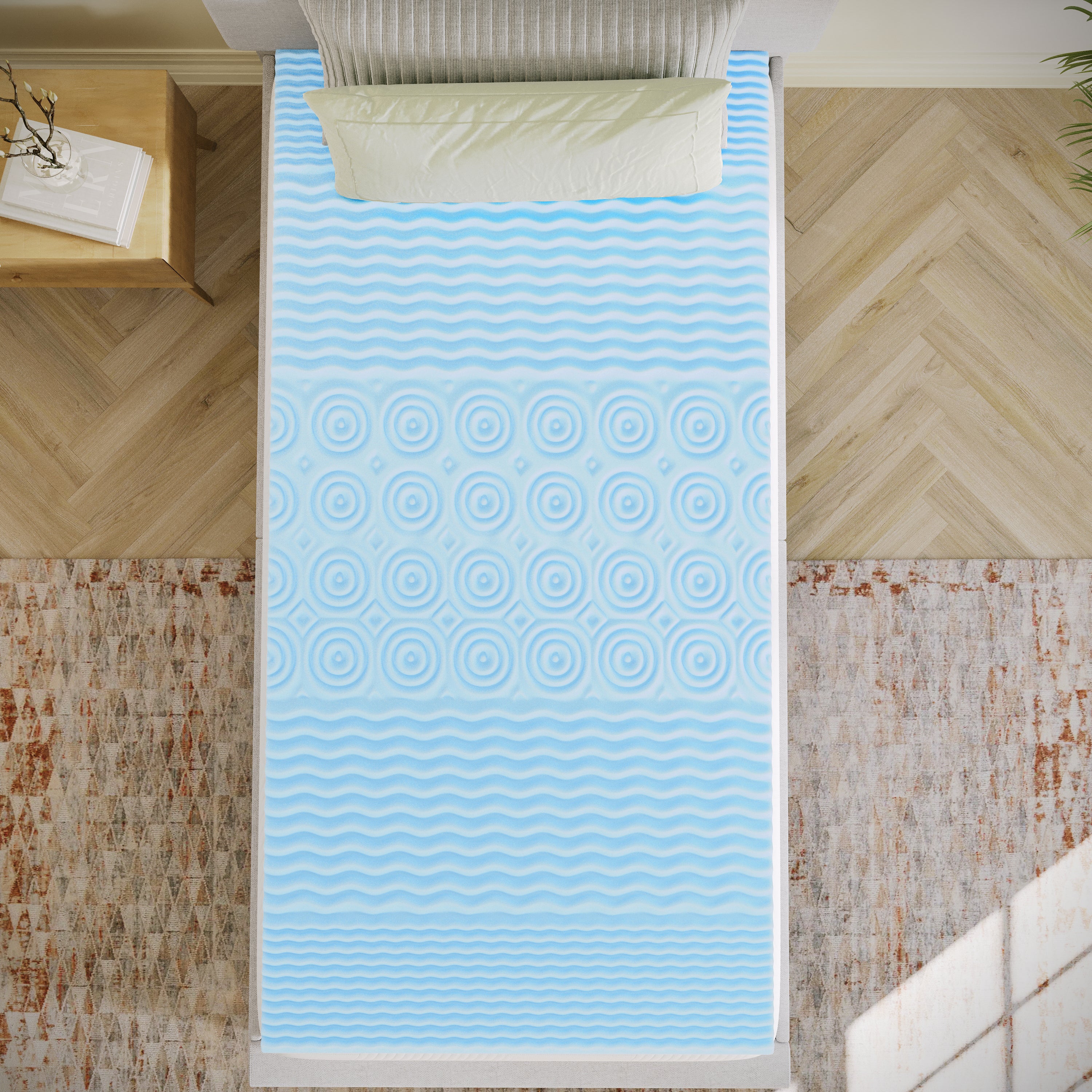 Capri Comfortable Sleep 2 Inch Cooling Gel Infused 5-Zone Twin XL Memory Foam Mattress Topper with CertiPUR-US Certified Foam