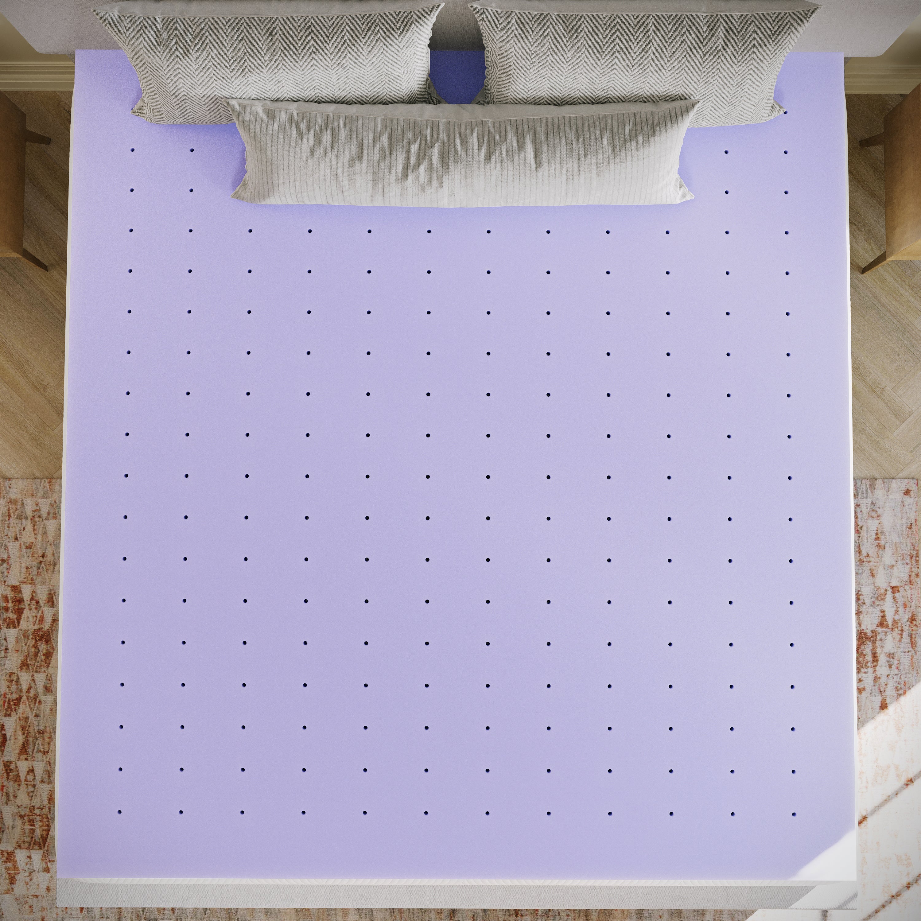 Capri Comfortable Sleep 3 Inch Lavender Infused King Memory Foam Mattress Topper with Ventilated Design and CertiPUR-US Certified Foam