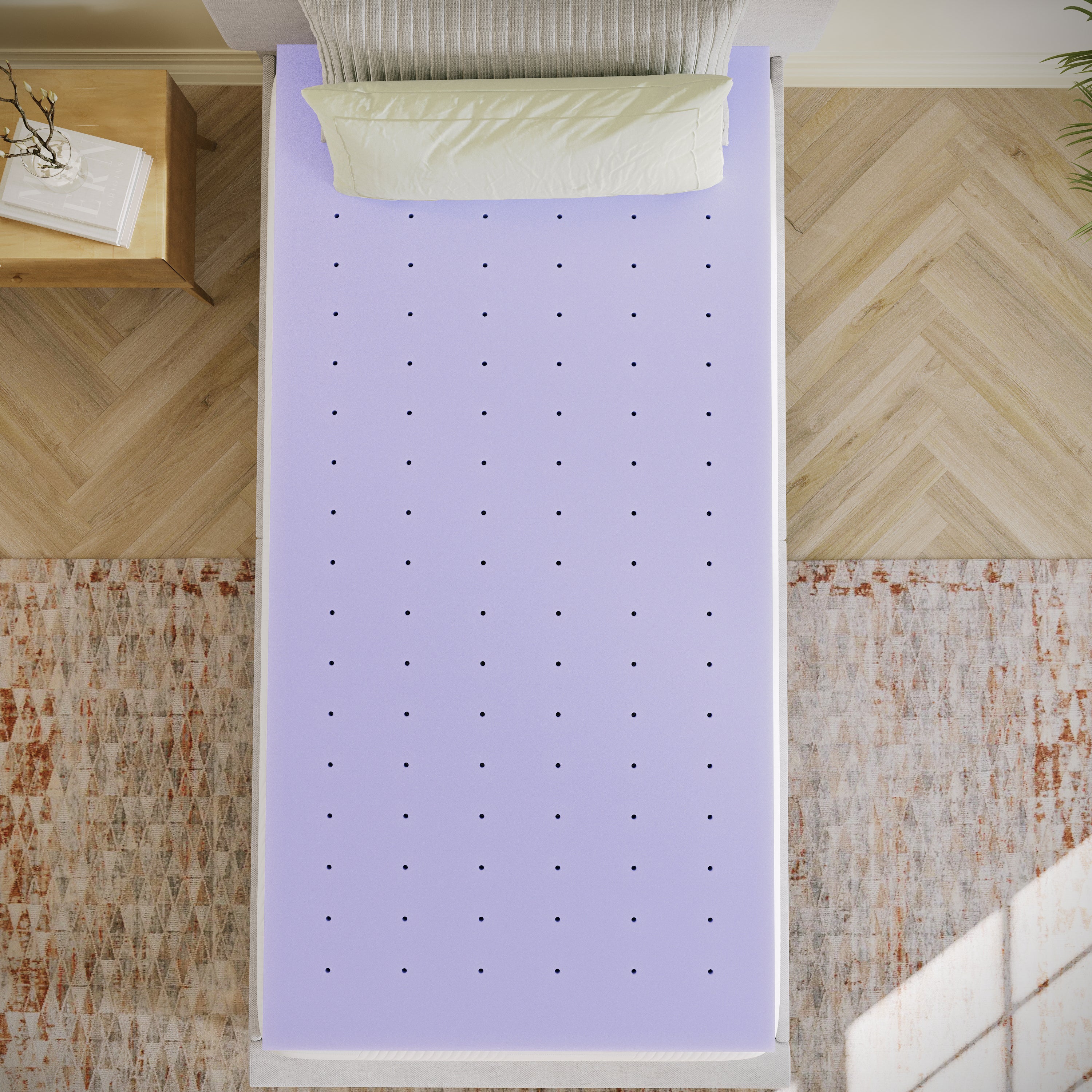Capri Comfortable Sleep 3 Inch Lavender Infused Twin XL Memory Foam Mattress Topper with Ventilated Design and CertiPUR-US Certified Foam