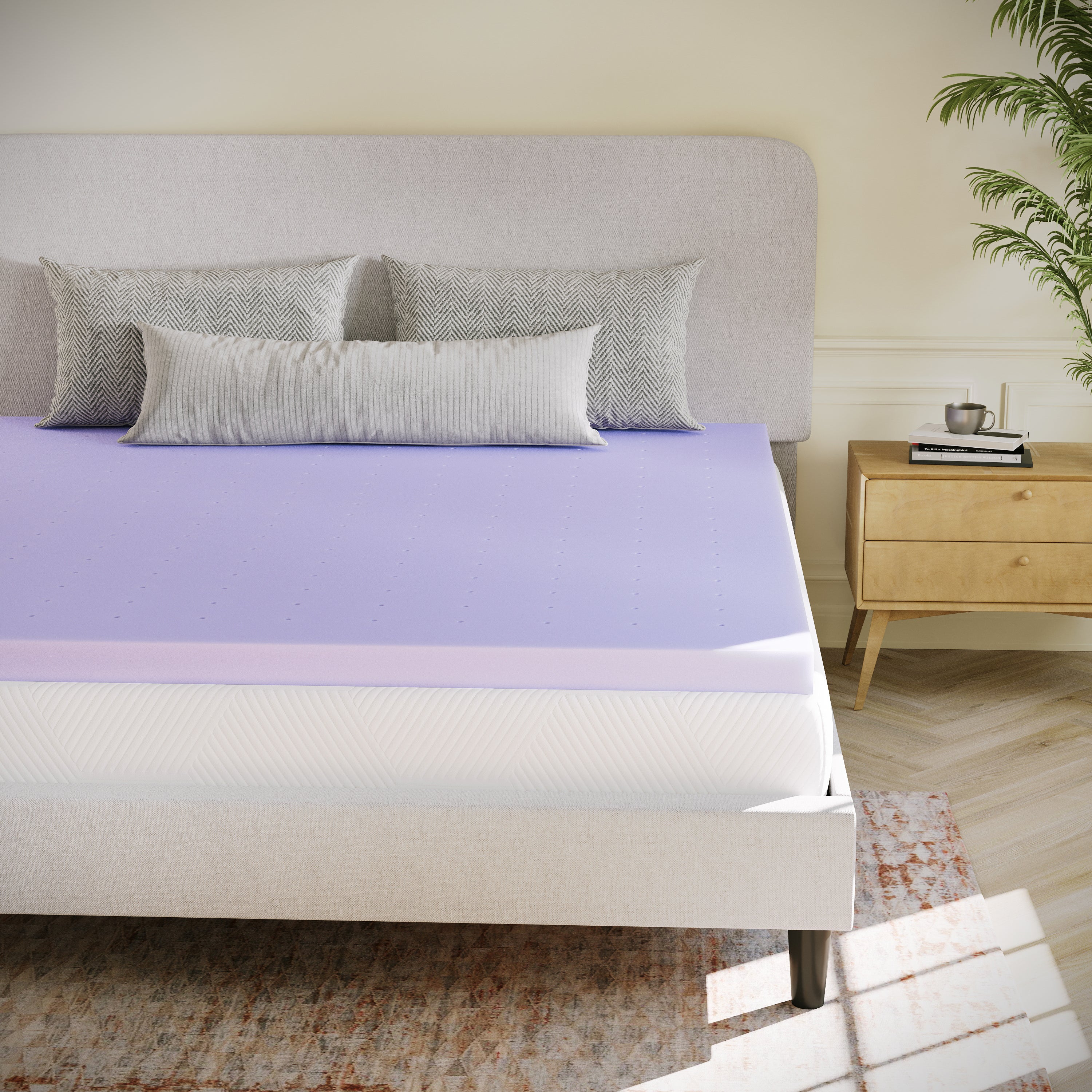 Capri Comfortable Sleep 3 Inch Lavender Infused Twin XL Memory Foam Mattress Topper with Ventilated Design and CertiPUR-US Certified Foam