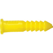 Hillman #4 - #6 - #8 Thread x 7/8 In. Yellow Ribbed Plastic Anchor (100 Ct.)