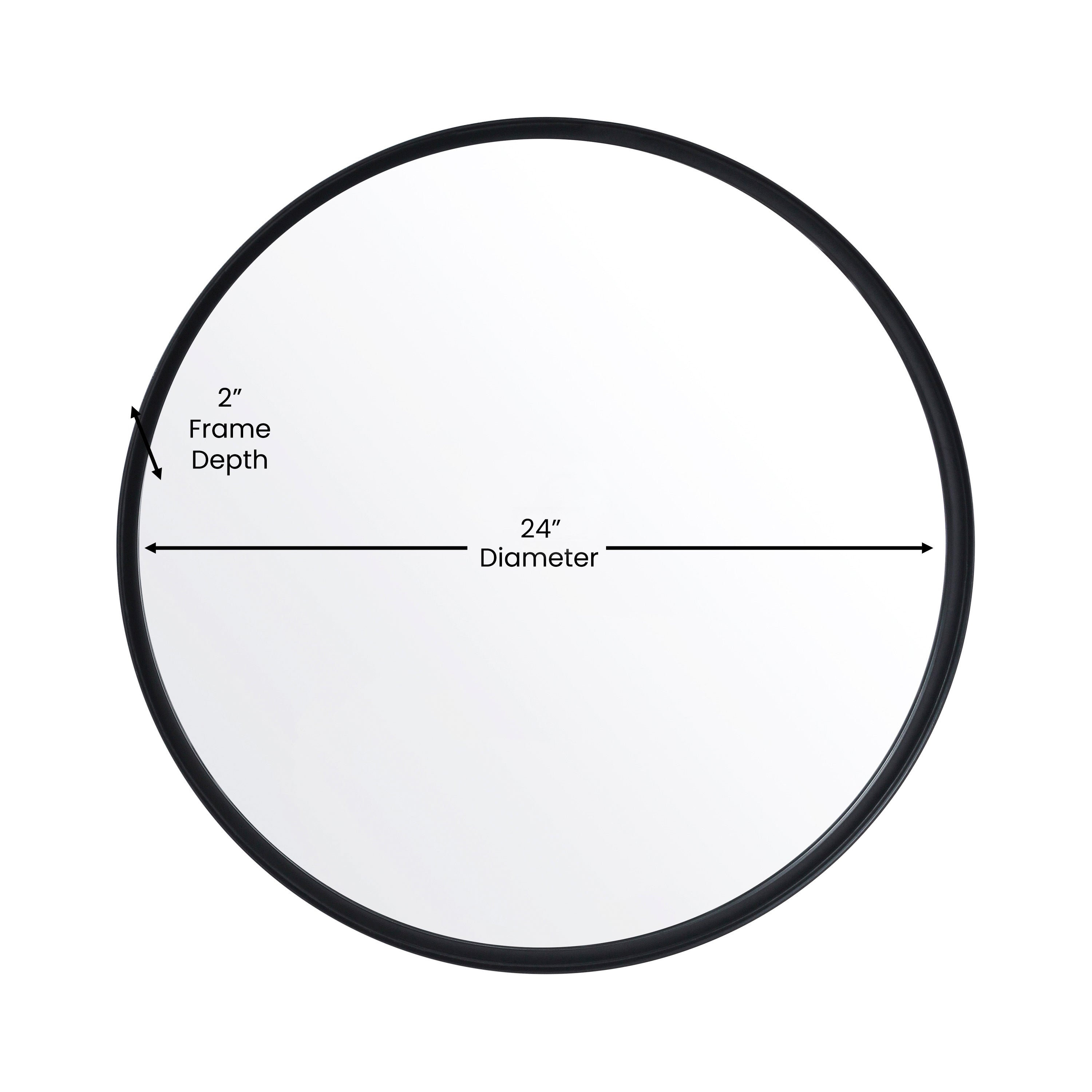 Jennifer 24" Round Black Metal Deep Framed Wall Mirror - Large Accent Mirror for Bathroom, Entryway, Dining Room, & Living Room