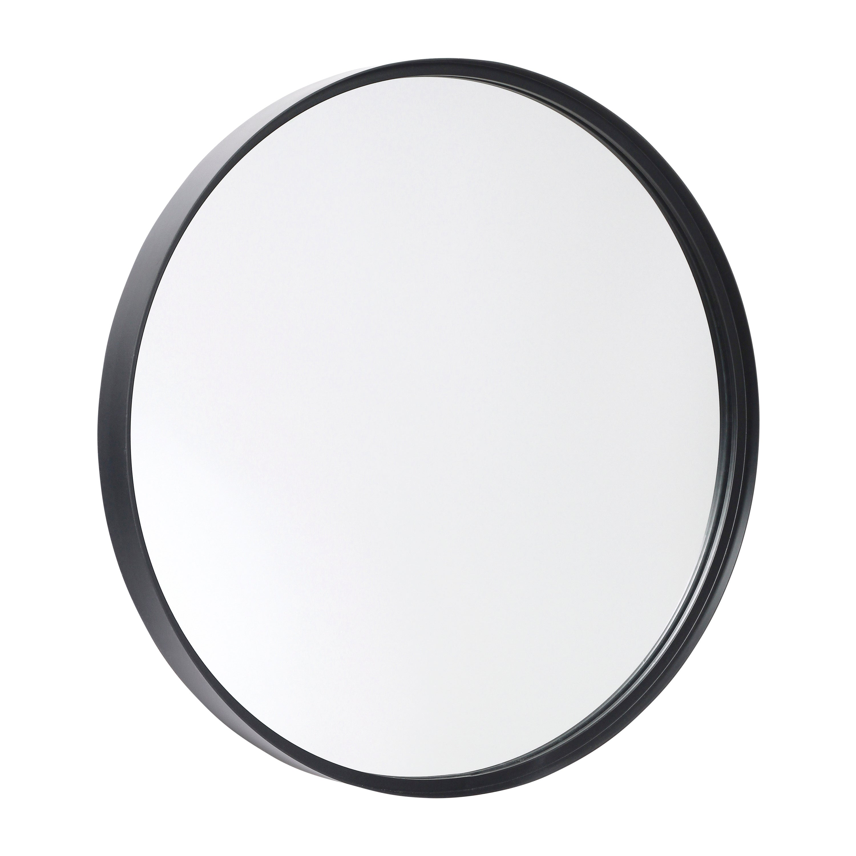 Jennifer 30" Round Black Metal Deep Framed Wall Mirror - Large Accent Mirror for Bathroom, Entryway, Dining Room, & Living Room