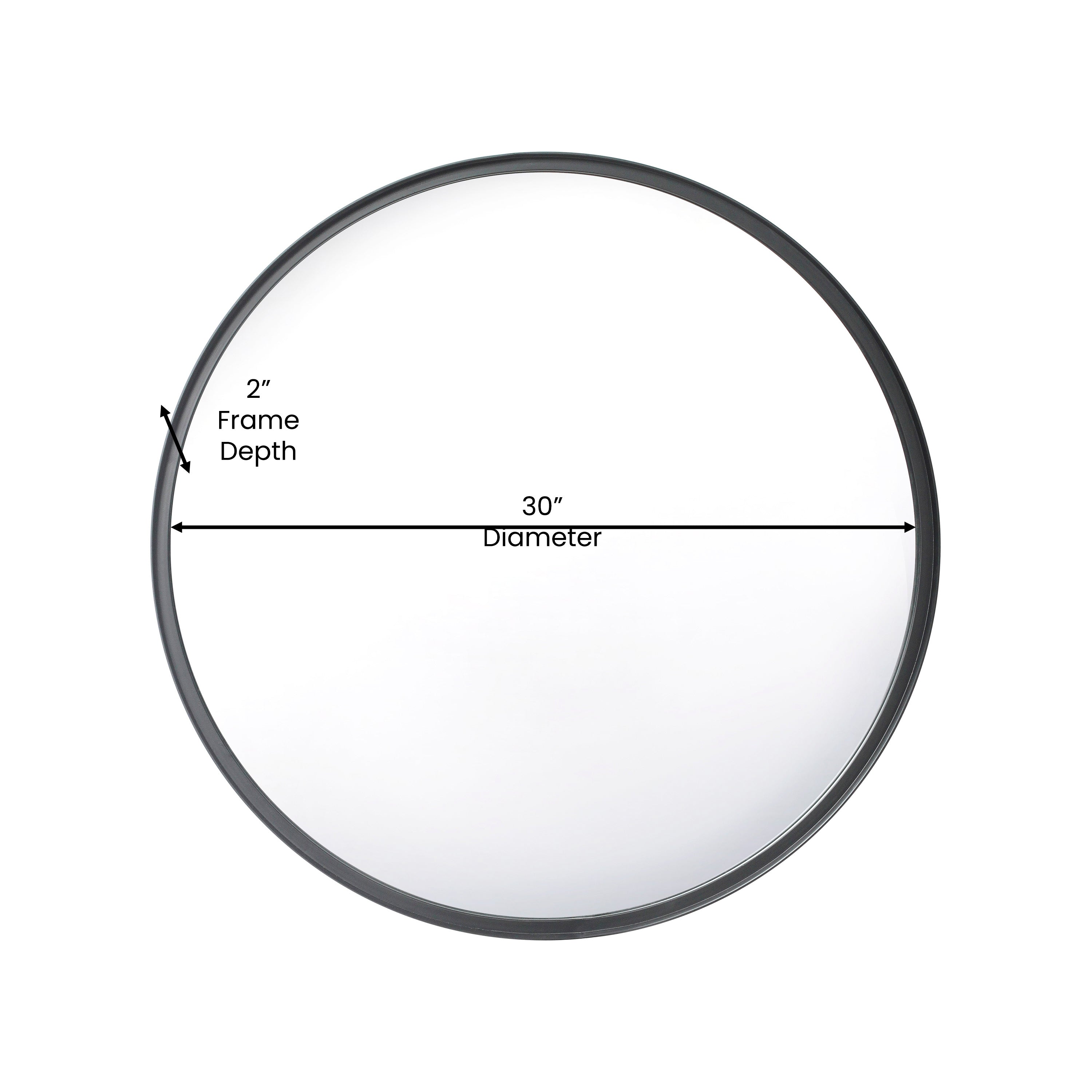 Jennifer 30" Round Black Metal Deep Framed Wall Mirror - Large Accent Mirror for Bathroom, Entryway, Dining Room, & Living Room