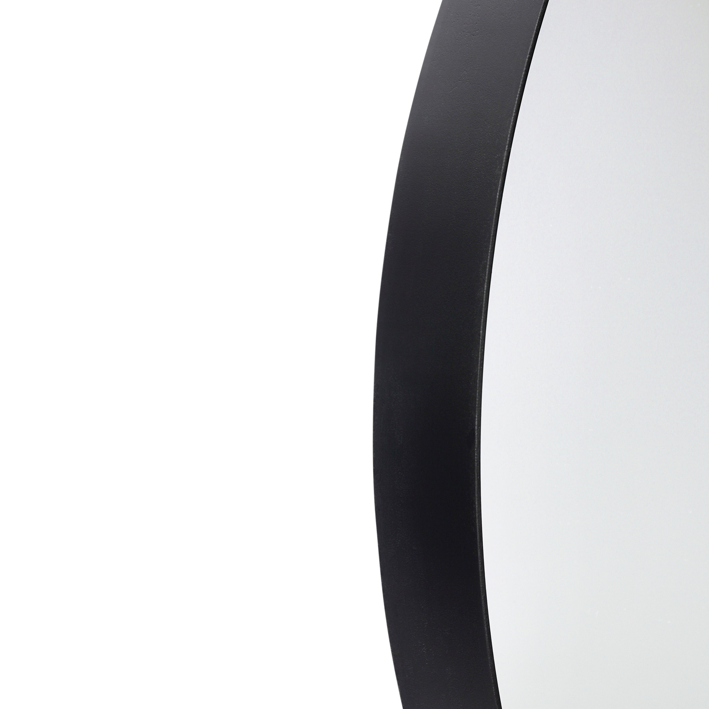 Jennifer 30" Round Black Metal Deep Framed Wall Mirror - Large Accent Mirror for Bathroom, Entryway, Dining Room, & Living Room