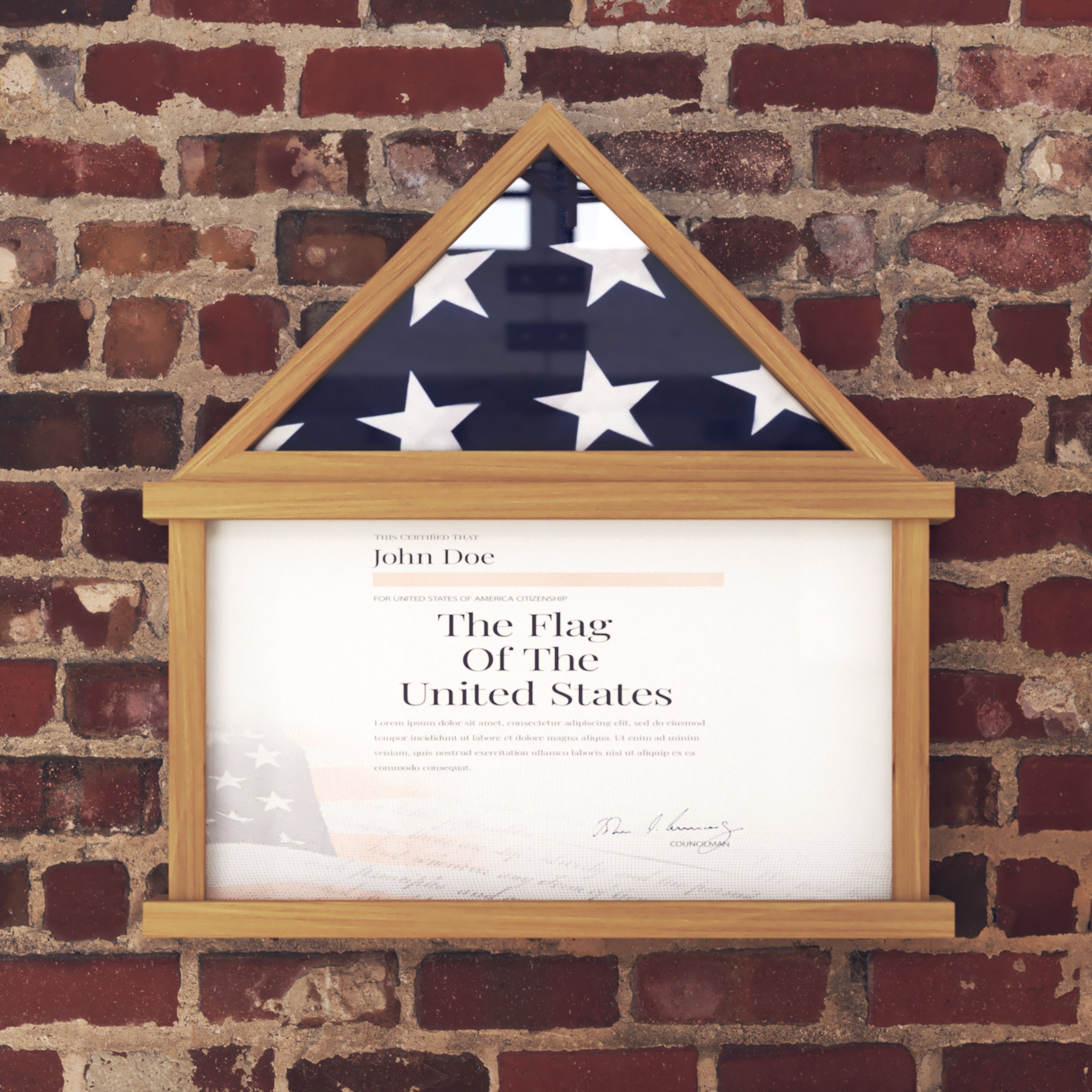Quincy Flag and Certificate Display Case, Solid Pine Wood Flag Shadow Box Fits 9x5 Folded Burial Flag, Weathered Wood Finish