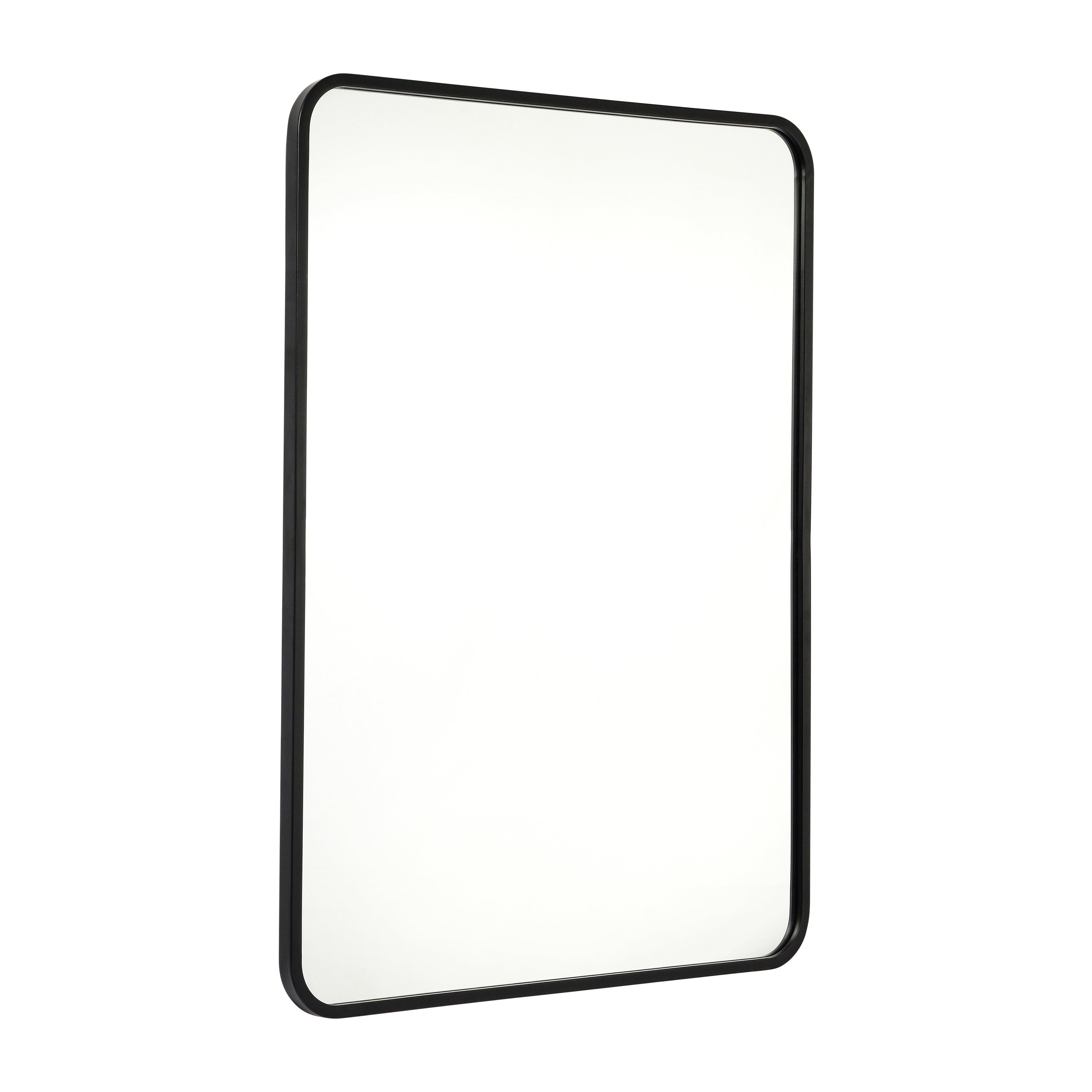 Jada 40" x 30" Decorative Wall Mirror - Rounded Corners, Bathroom & Living Room Glass Mirror Hangs Horizontal Or Vertical, Matte Black
