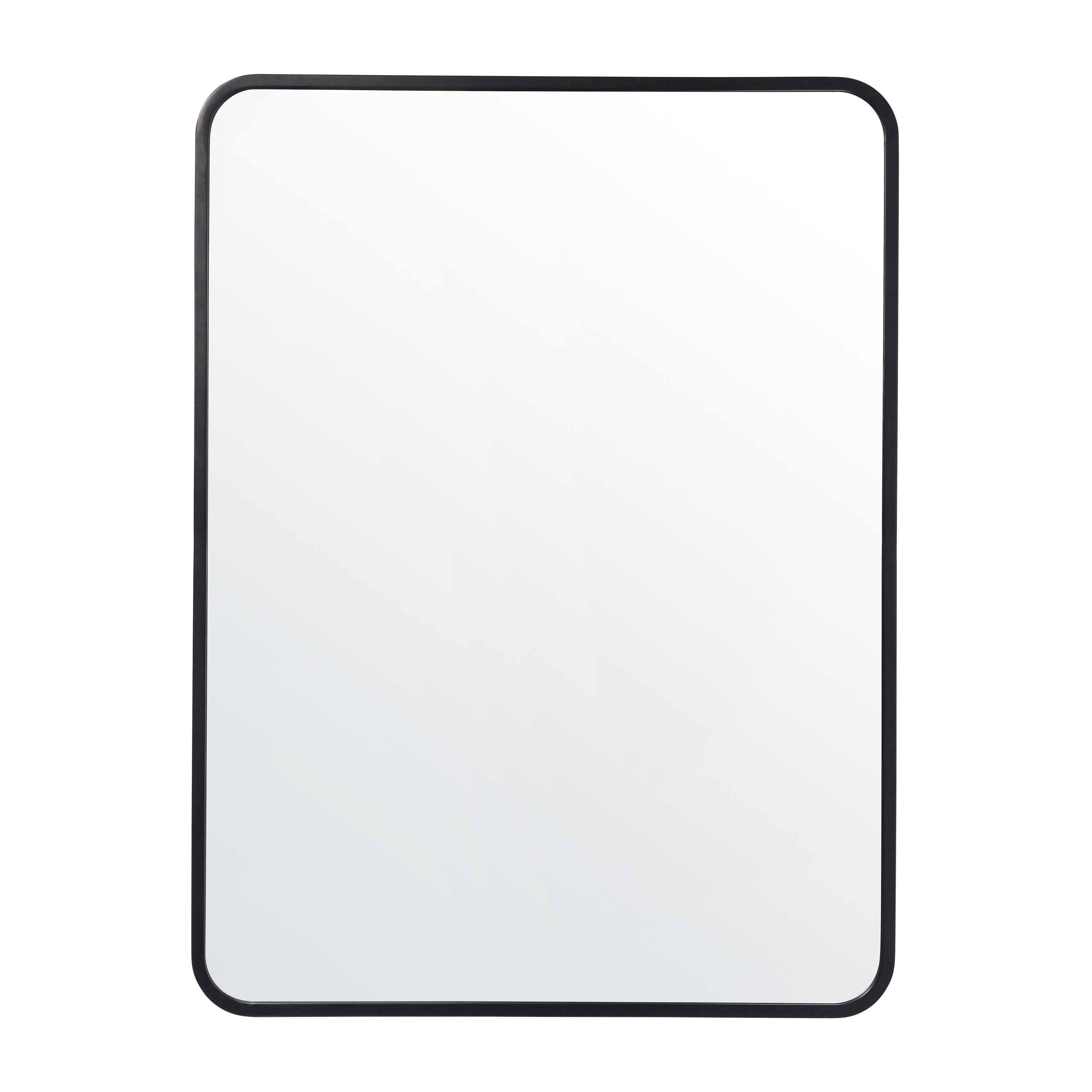 Jada 40" x 30" Decorative Wall Mirror - Rounded Corners, Bathroom & Living Room Glass Mirror Hangs Horizontal Or Vertical, Matte Black