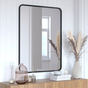Jada 40" x 30" Decorative Wall Mirror - Rounded Corners, Bathroom & Living Room Glass Mirror Hangs Horizontal Or Vertical, Matte Black