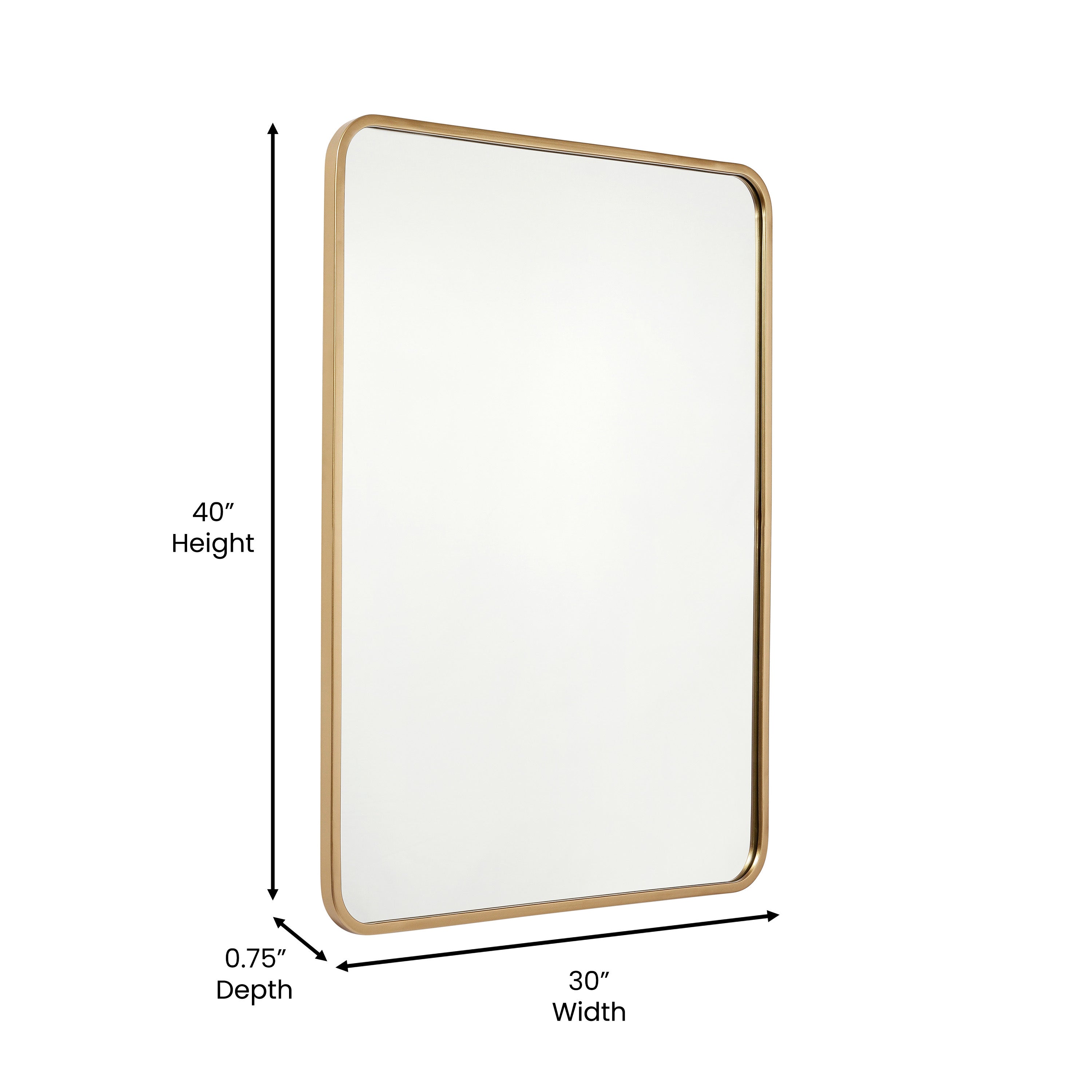 Jada 40" x 30" Decorative Wall Mirror - Rounded Corners, Bathroom & Living Room Glass Mirror Hangs Horizontal Or Vertical, Matte Gold