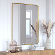 Jada 40" x 30" Decorative Wall Mirror - Rounded Corners, Bathroom & Living Room Glass Mirror Hangs Horizontal Or Vertical, Matte Gold