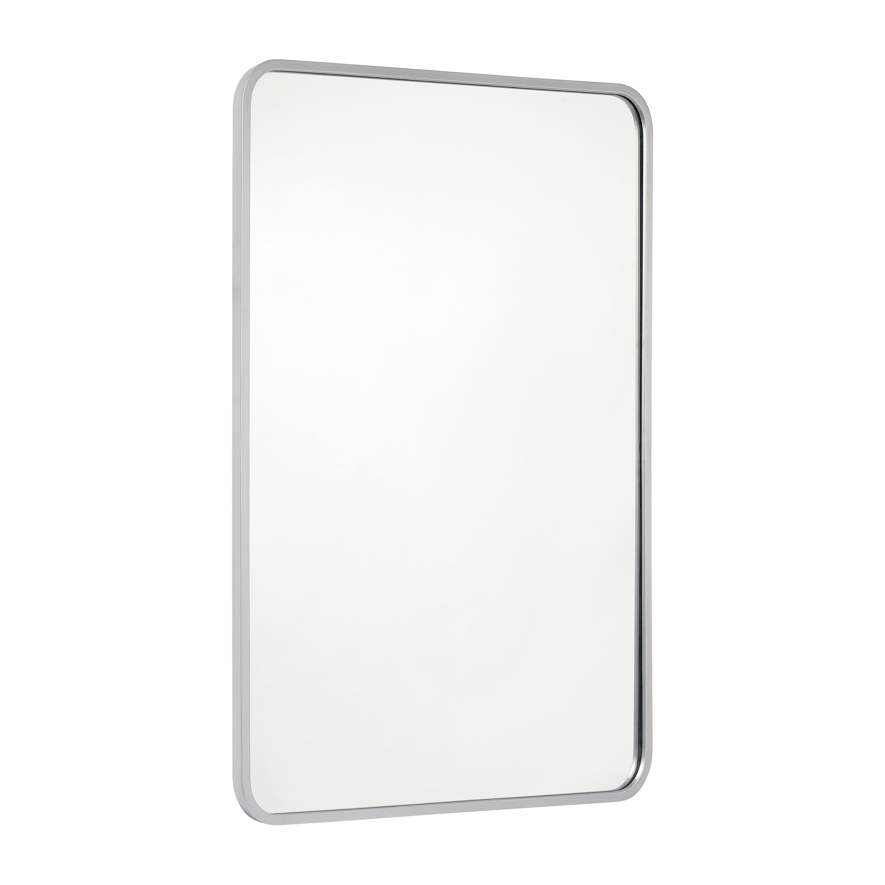 Jada 40" x 30" Decorative Wall Mirror - Rounded Corners, Bathroom & Living Room Glass Mirror Hangs Horizontal Or Vertical, Matte Silver