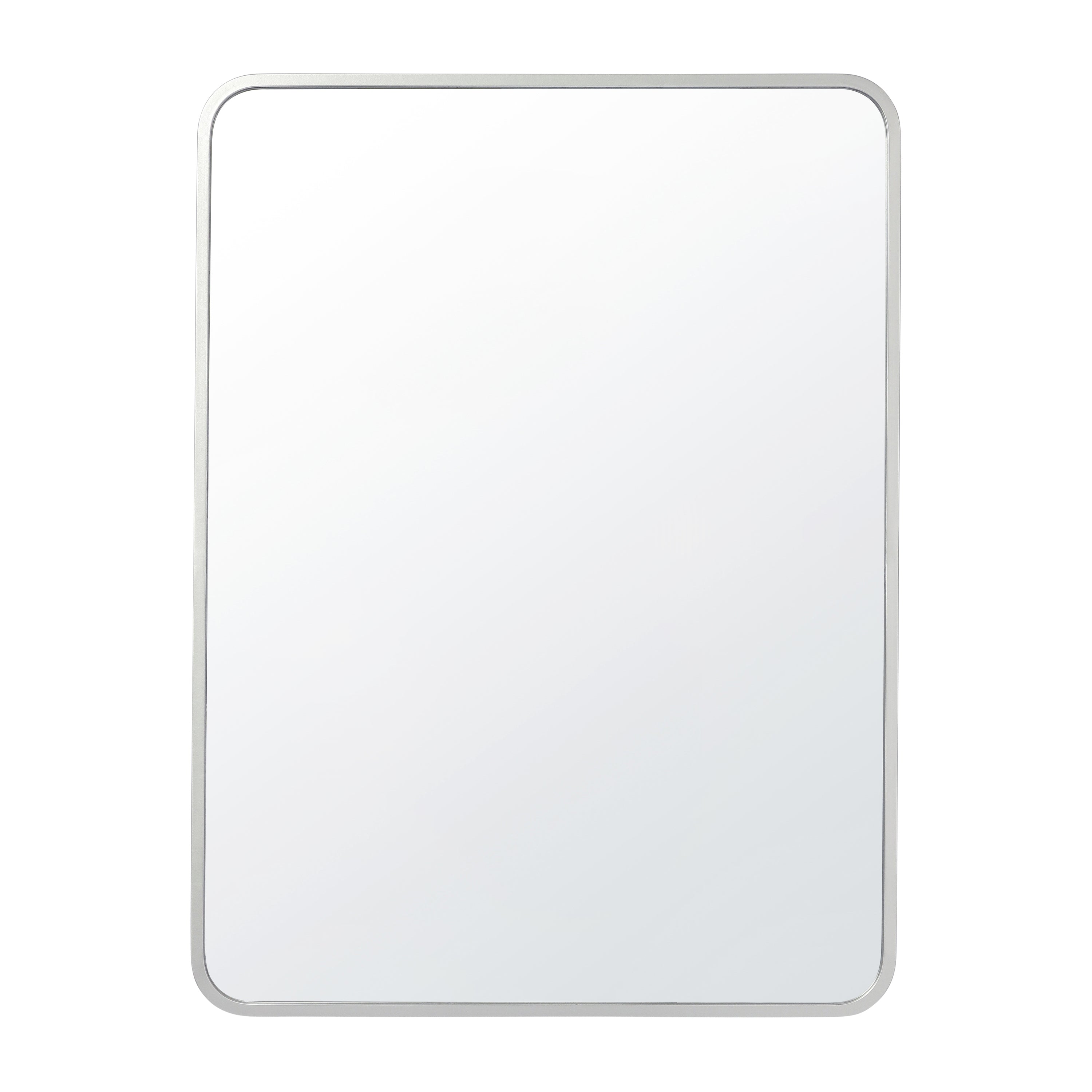 Jada 40" x 30" Decorative Wall Mirror - Rounded Corners, Bathroom & Living Room Glass Mirror Hangs Horizontal Or Vertical, Matte Silver