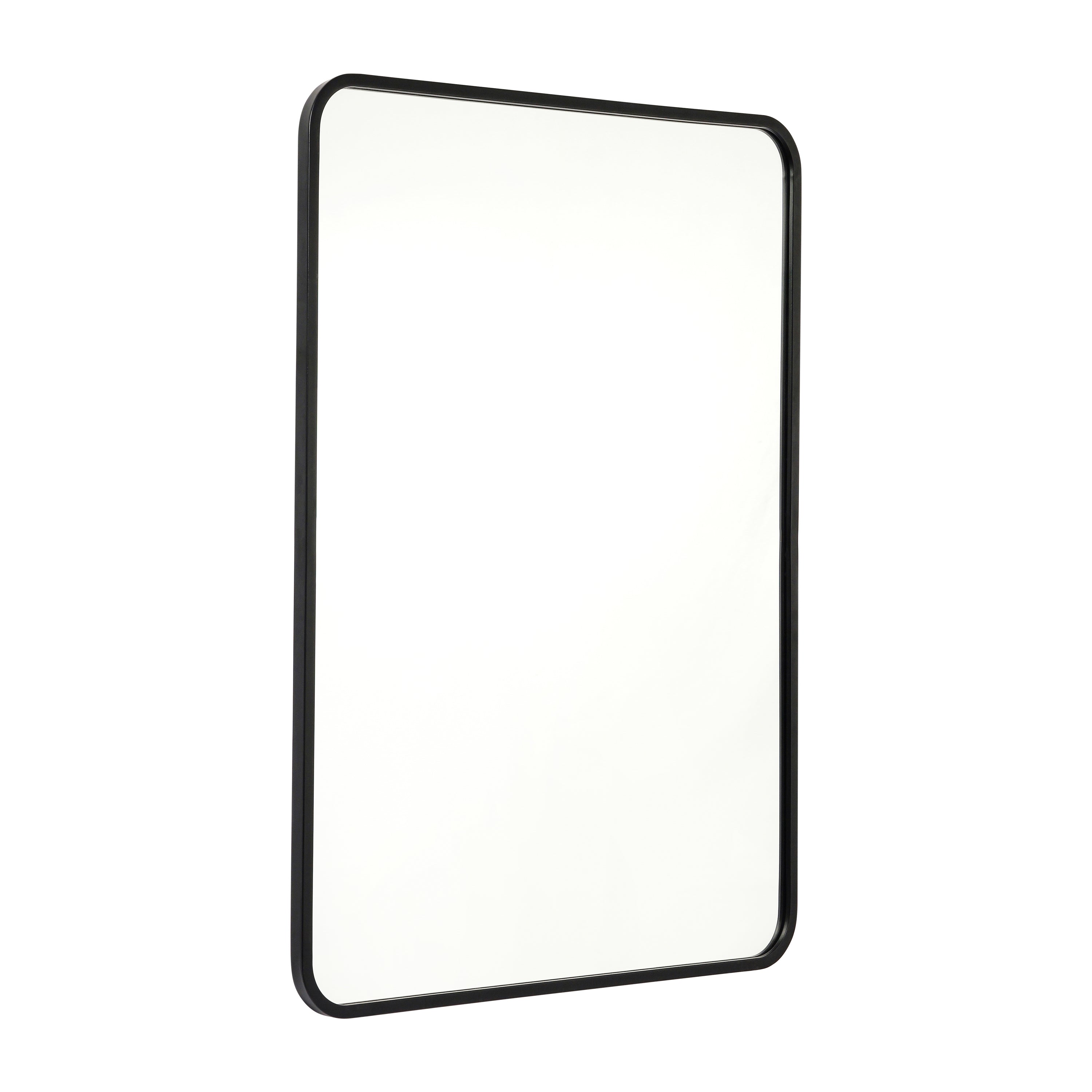 Jada 24" x 36" Decorative Wall Mirror - Rounded Corners, Bathroom & Living Room Glass Mirror Hangs Horizontal Or Vertical, Matte Black