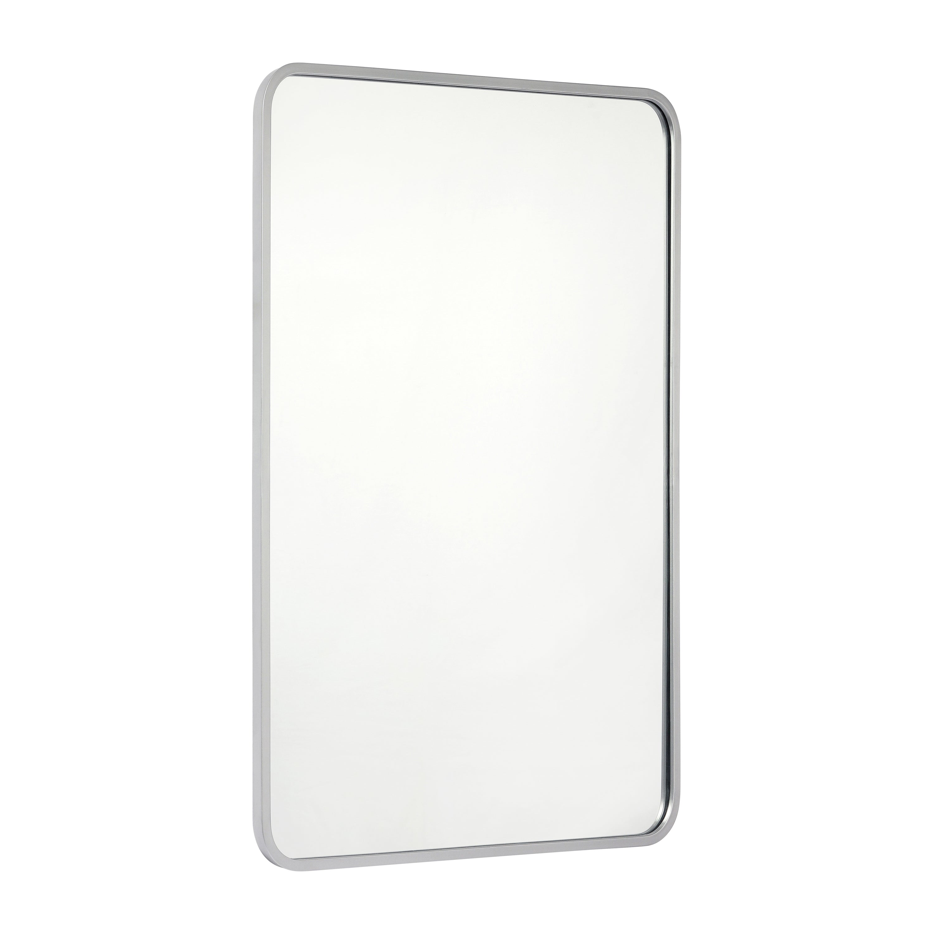 Jada 24" x 36" Decorative Wall Mirror - Rounded Corners, Bathroom & Living Room Glass Mirror Hangs Horizontal Or Vertical, Matte Silver