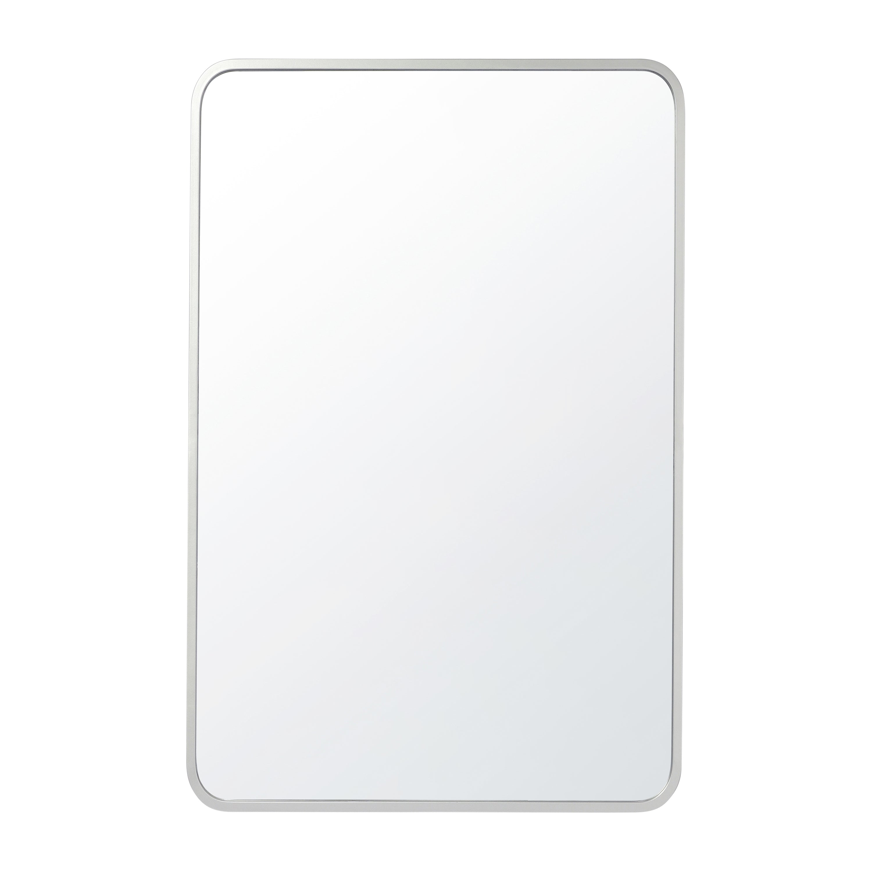 Jada 24" x 36" Decorative Wall Mirror - Rounded Corners, Bathroom & Living Room Glass Mirror Hangs Horizontal Or Vertical, Matte Silver