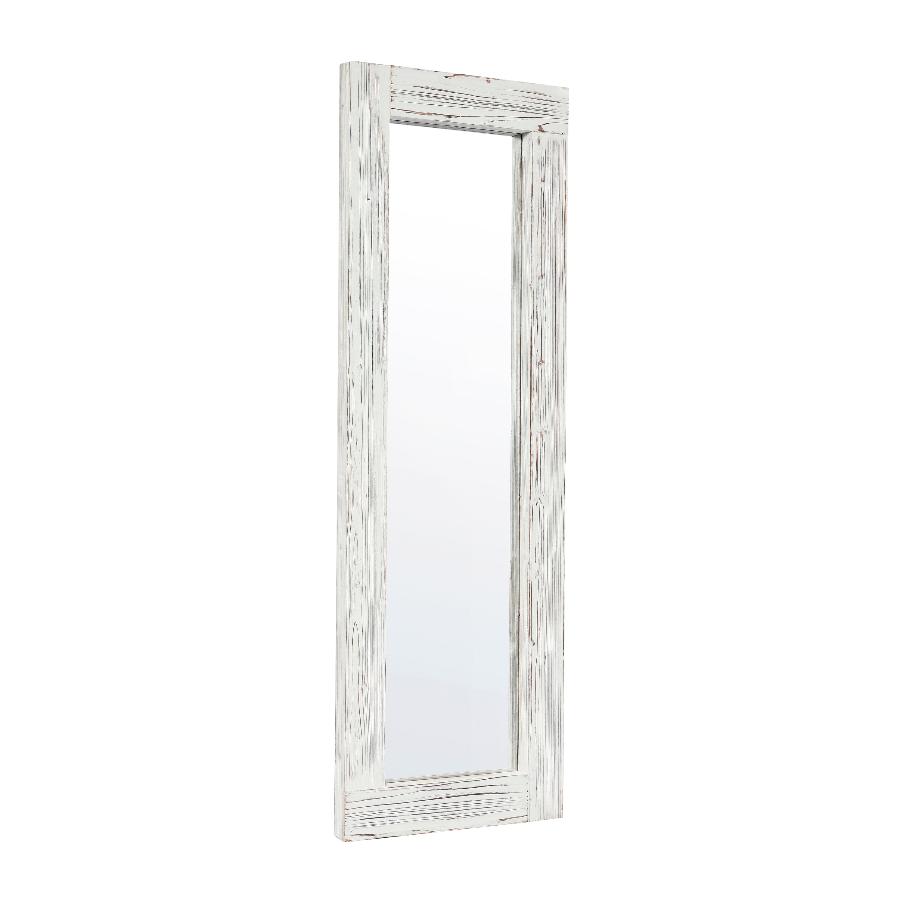 Graham 22x65 Full Length Mirror, Wall Mounted or Wall Leaning, Rustic Solid Wood Frame in White Wash
