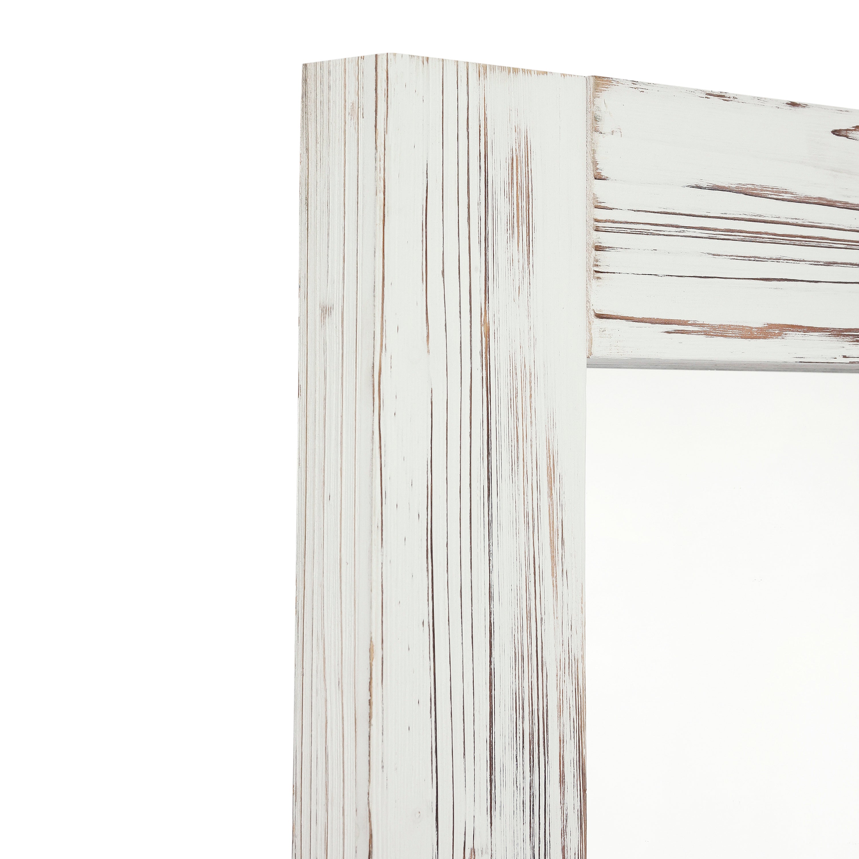 Graham 22x65 Full Length Mirror, Wall Mounted or Wall Leaning, Rustic Solid Wood Frame in White Wash