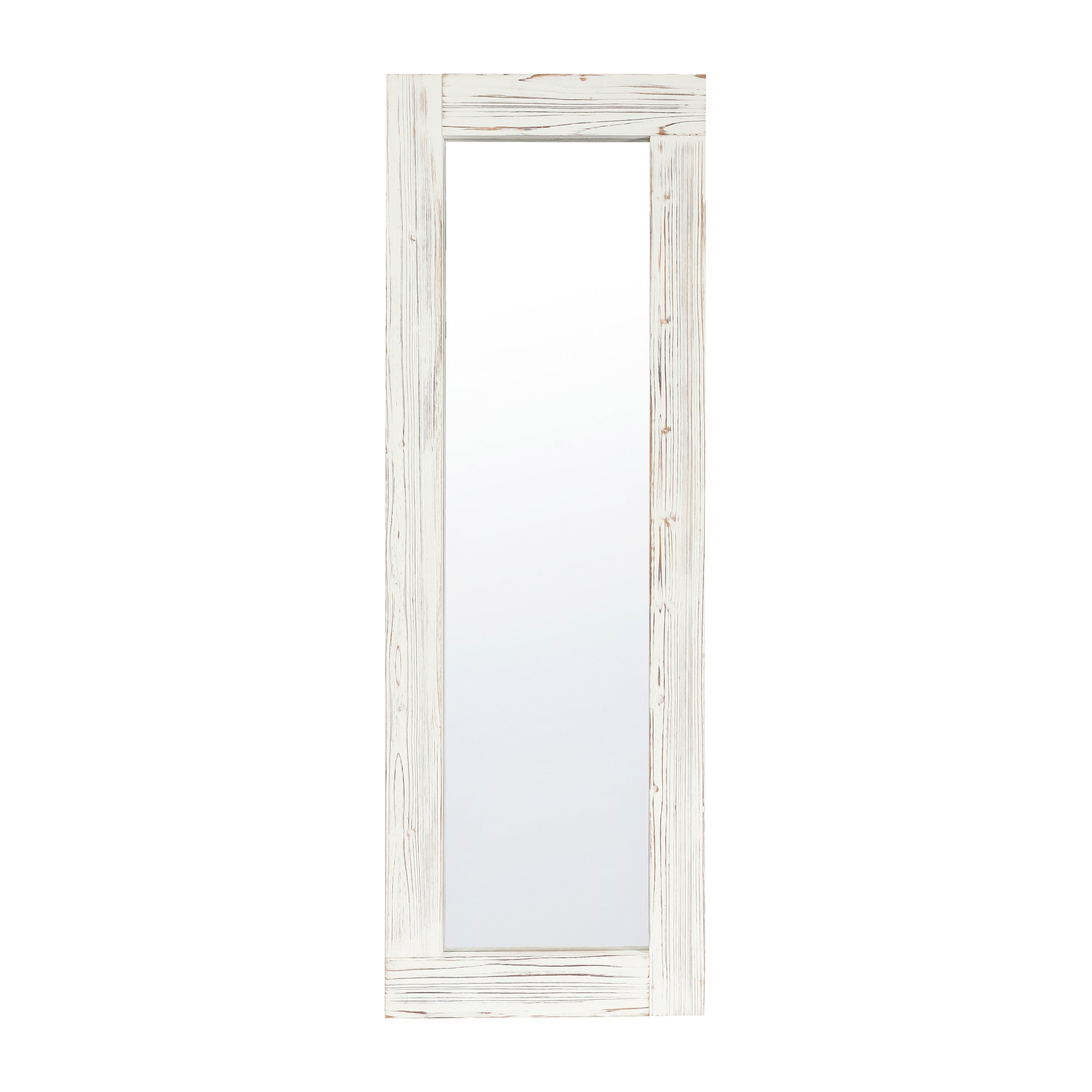 Graham 22x65 Full Length Mirror, Wall Mounted or Wall Leaning, Rustic Solid Wood Frame in White Wash