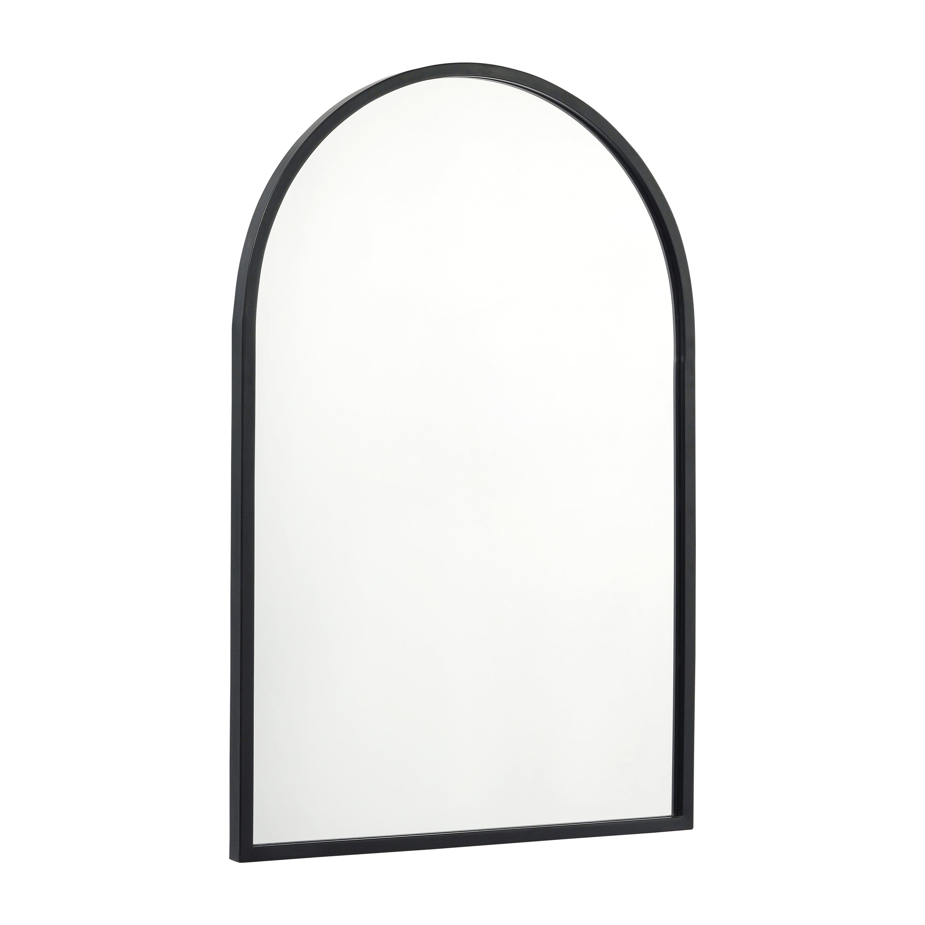Mila 20"x30" Arched Metal Framed Wall Mirror for Hallways, Entryways, Dining and Living Rooms, Black