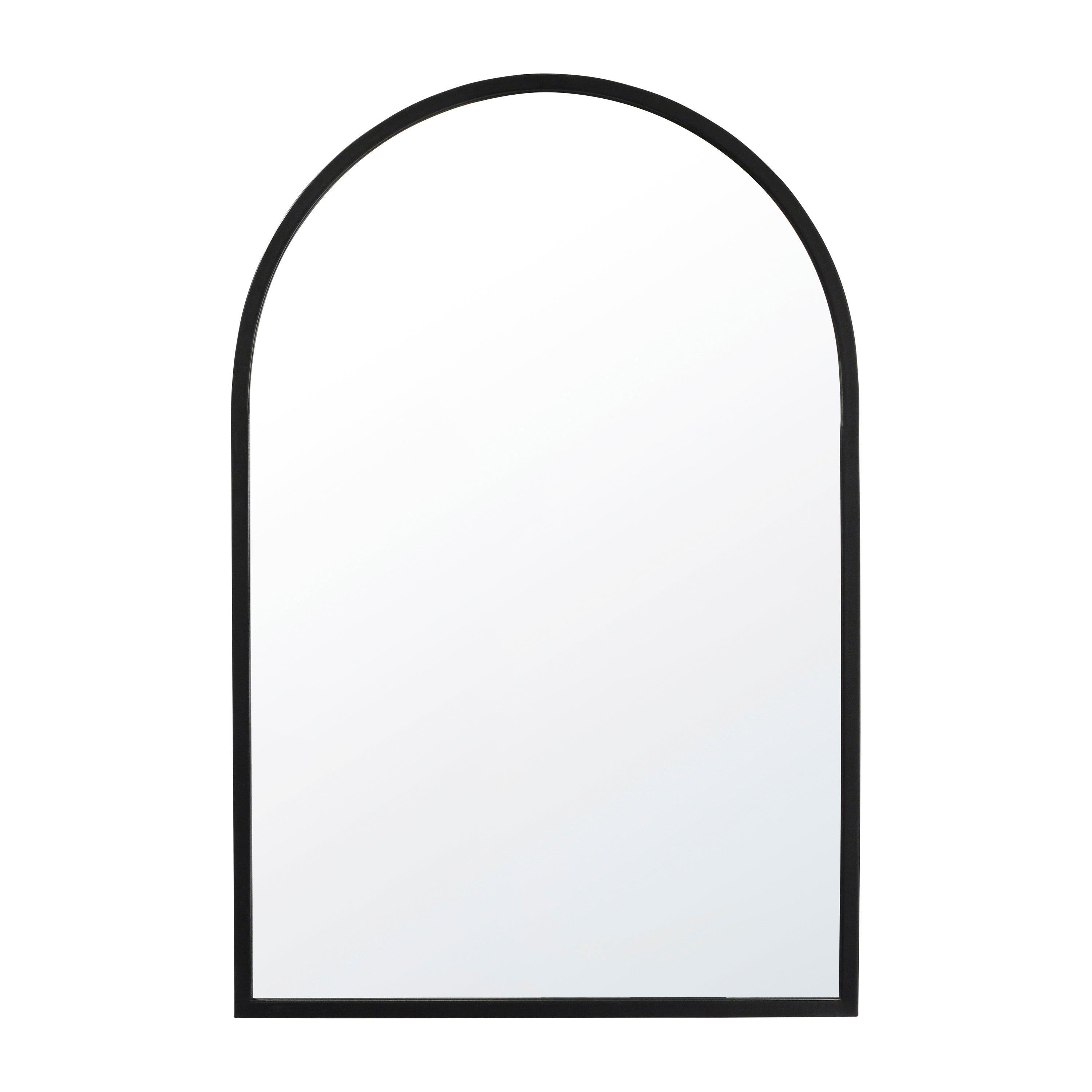 Mila 20"x30" Arched Metal Framed Wall Mirror for Hallways, Entryways, Dining and Living Rooms, Black