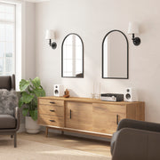 Mila 20"x30" Arched Metal Framed Wall Mirror for Hallways, Entryways, Dining and Living Rooms, Black