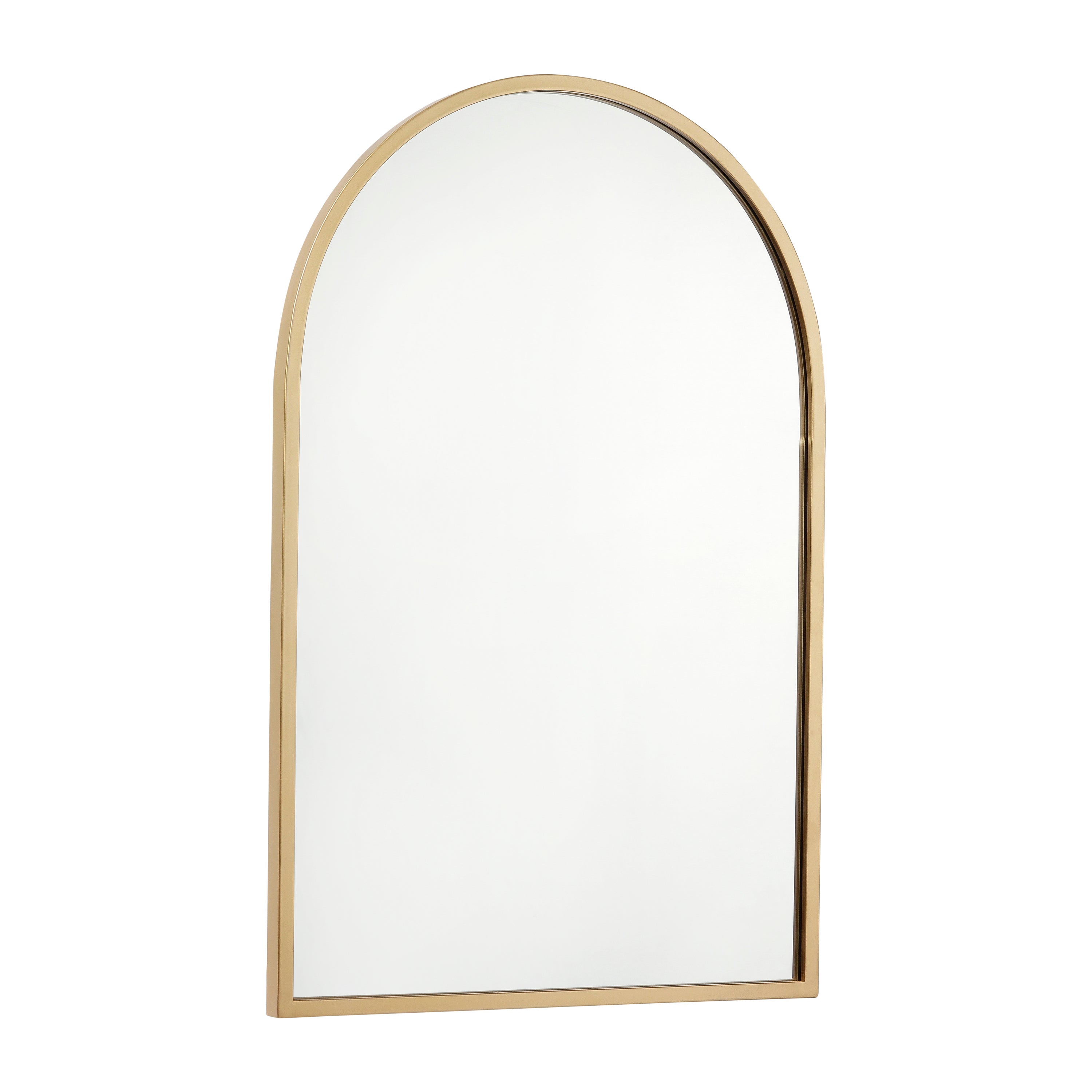 Mila 20"x30" Arched Metal Framed Wall Mirror for Hallways, Entryways, Dining and Living Rooms, Gold