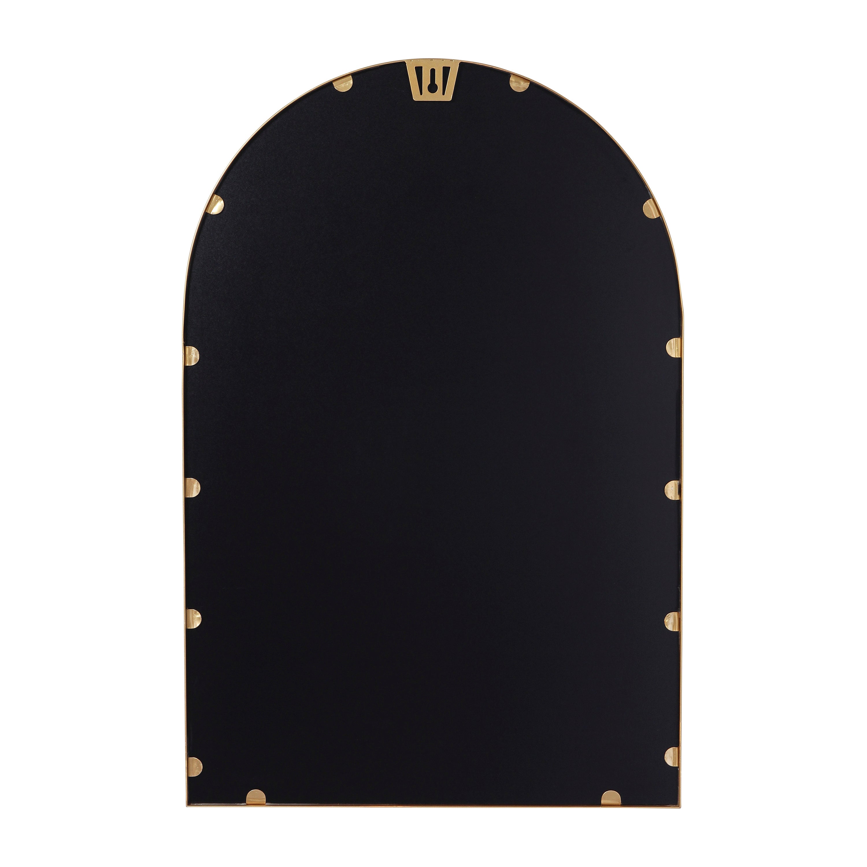 Mila 20"x30" Arched Metal Framed Wall Mirror for Hallways, Entryways, Dining and Living Rooms, Gold