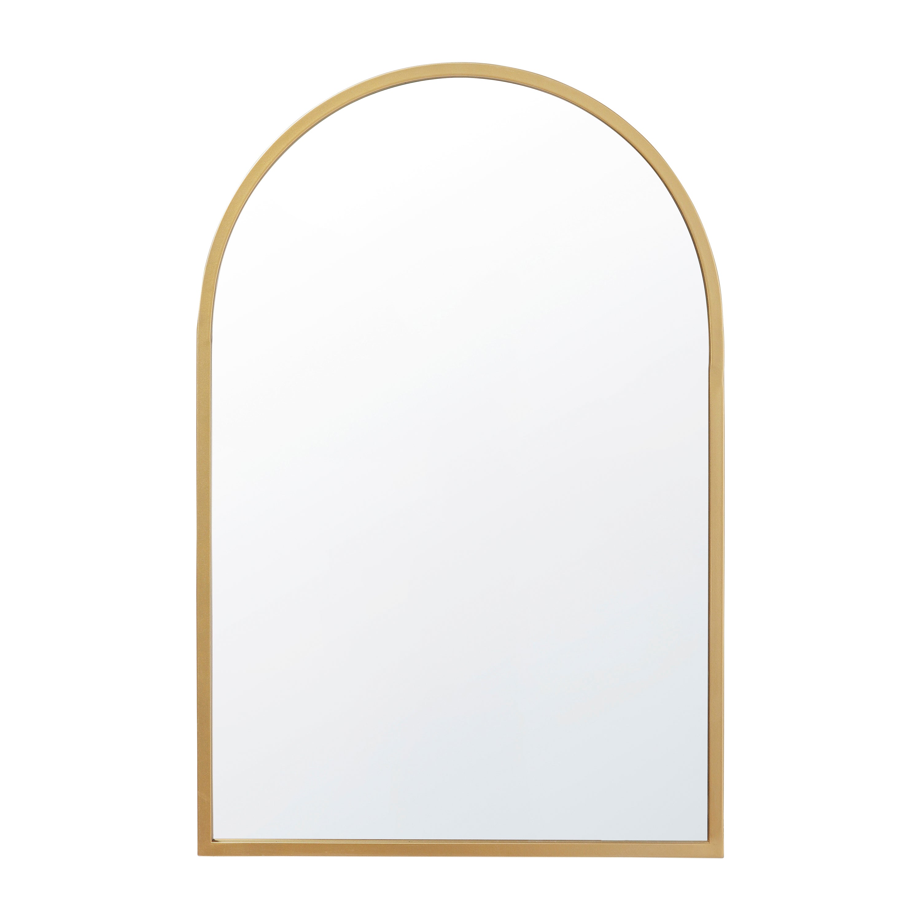 Mila 20"x30" Arched Metal Framed Wall Mirror for Hallways, Entryways, Dining and Living Rooms, Gold
